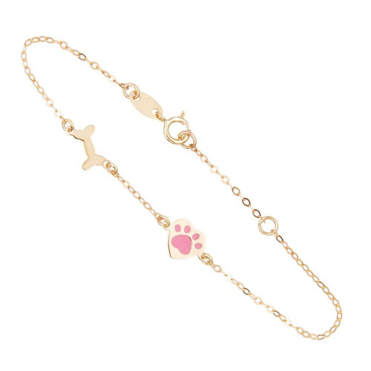 L'ATELIER D'AZUR Bracelet Enfant Or Jaune Laqué - Chien -Toutou