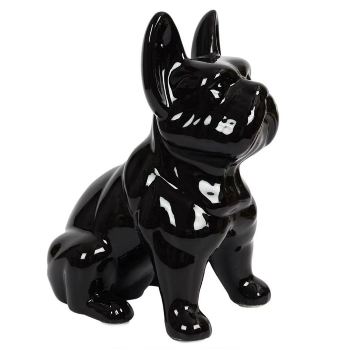 Statuette Déco En Céramique "bulldog" 30 cm Noir