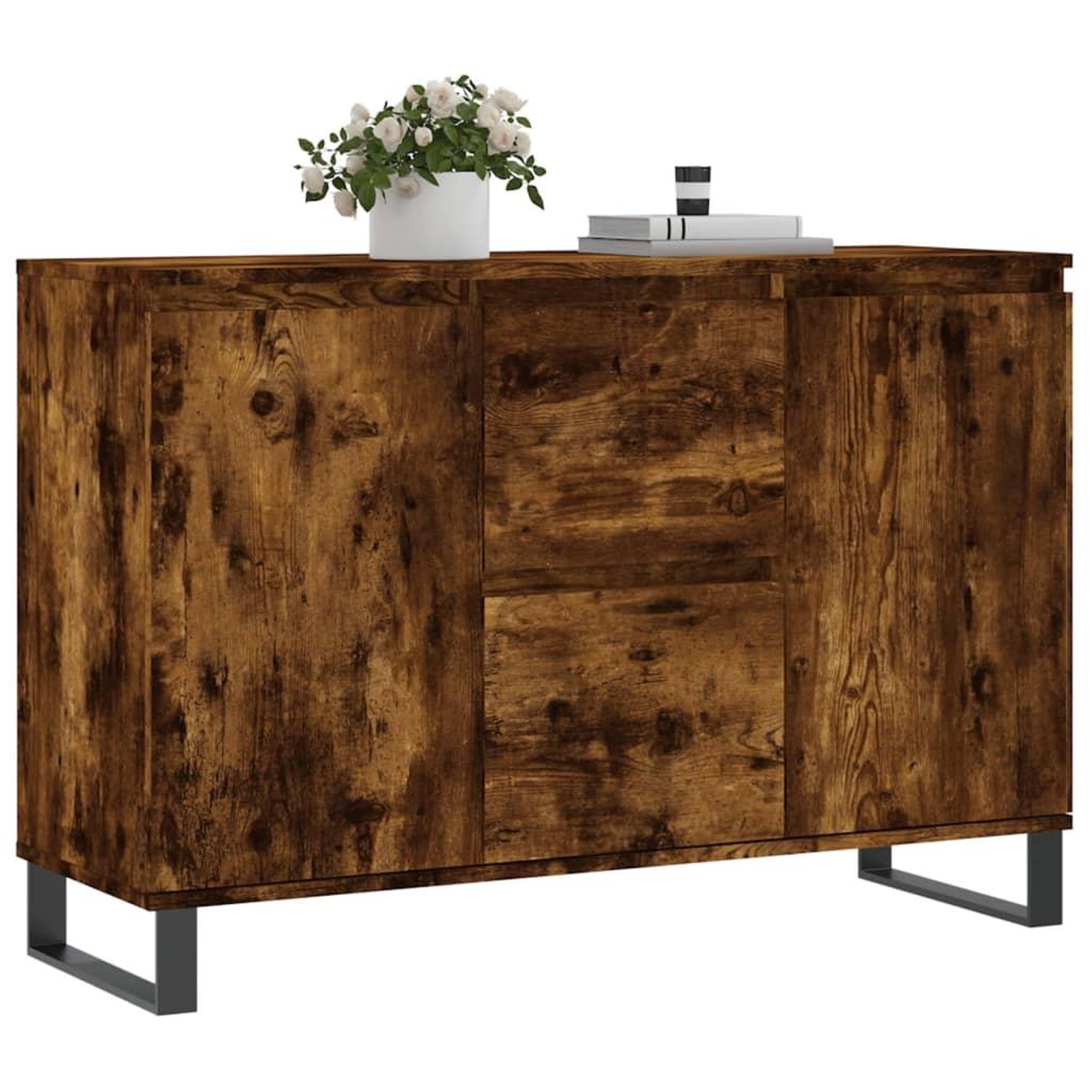 Voir la diapositive 3 : VIDAXL Buffet chene fume 104x35x70 cm bois d'ingenierie