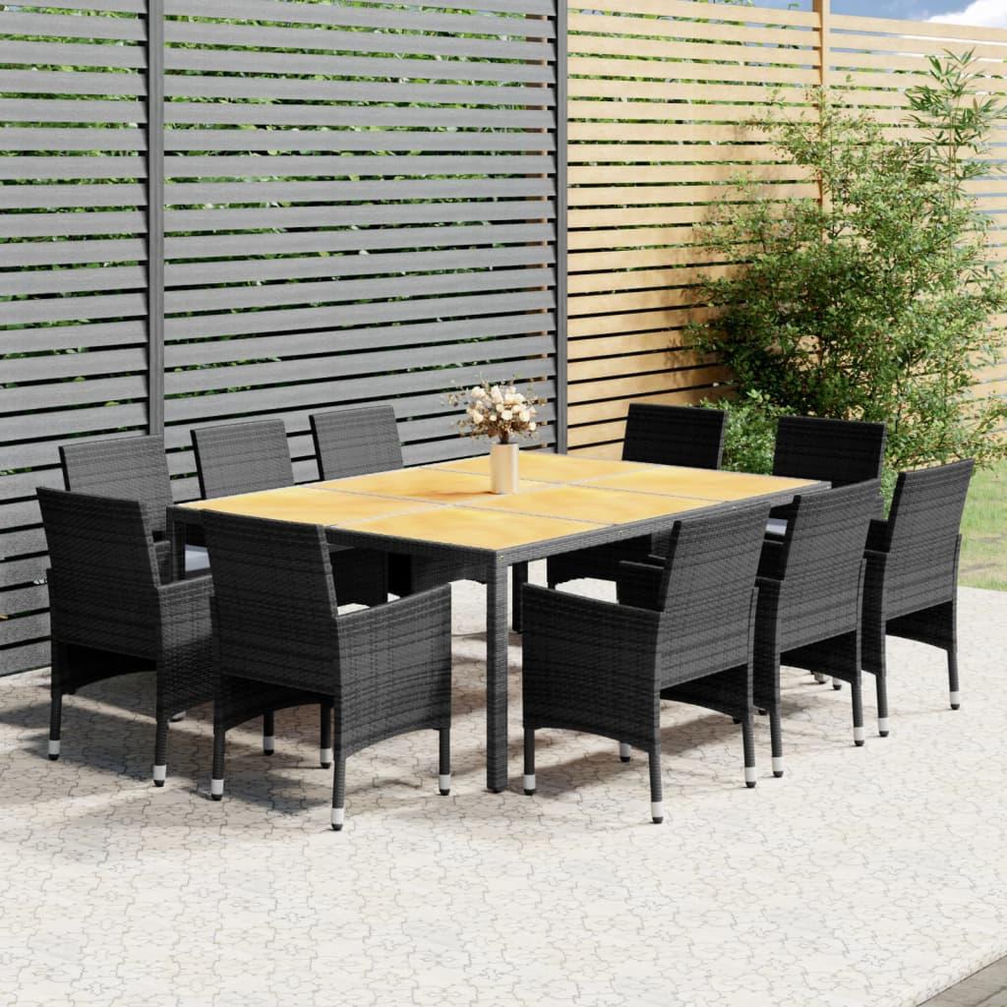 VIDAXL Ensemble a manger de jardin 11 pcs resine tressee gris