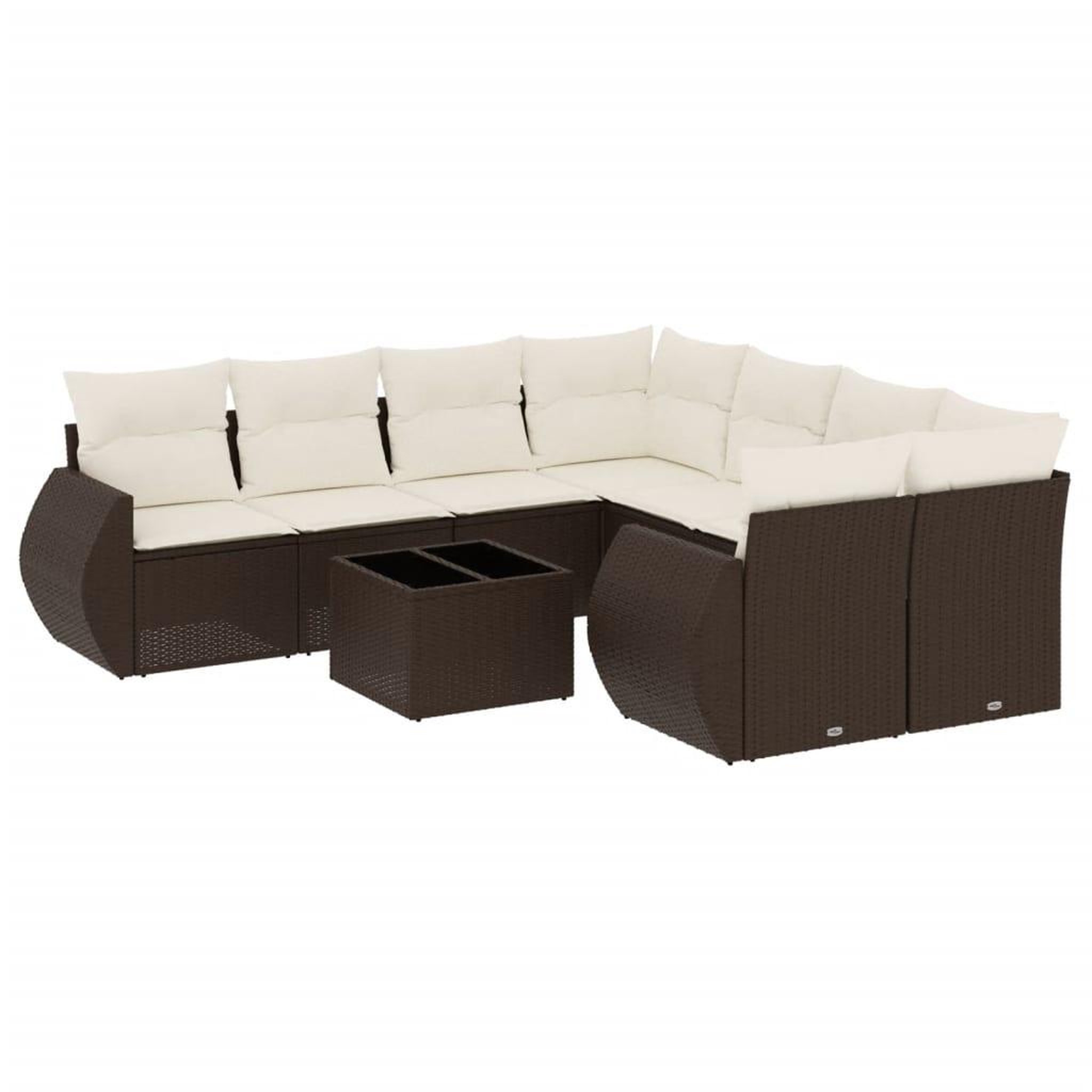 Voir la diapositive 2 : VIDAXL Salon de jardin avec coussins 9 pcs marron resine tressee
