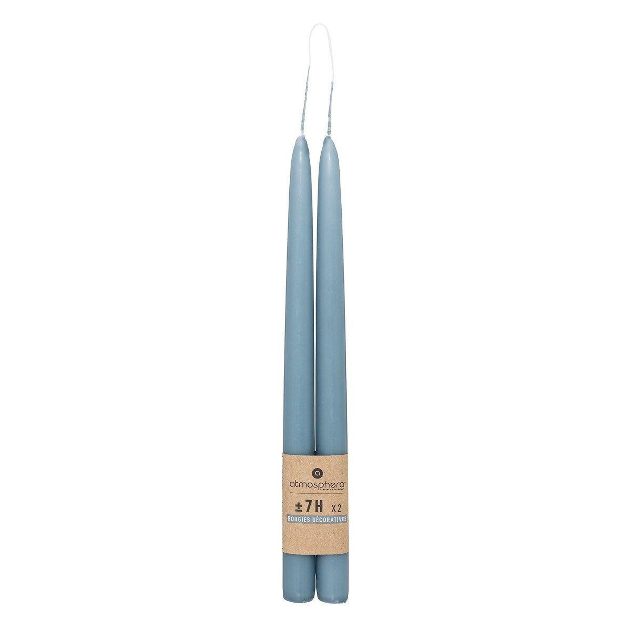 Voir la diapositive 2 : ATMOSPHERA Lot de 2 Bougies Bâton  Hugo  30cm Bleu Orage