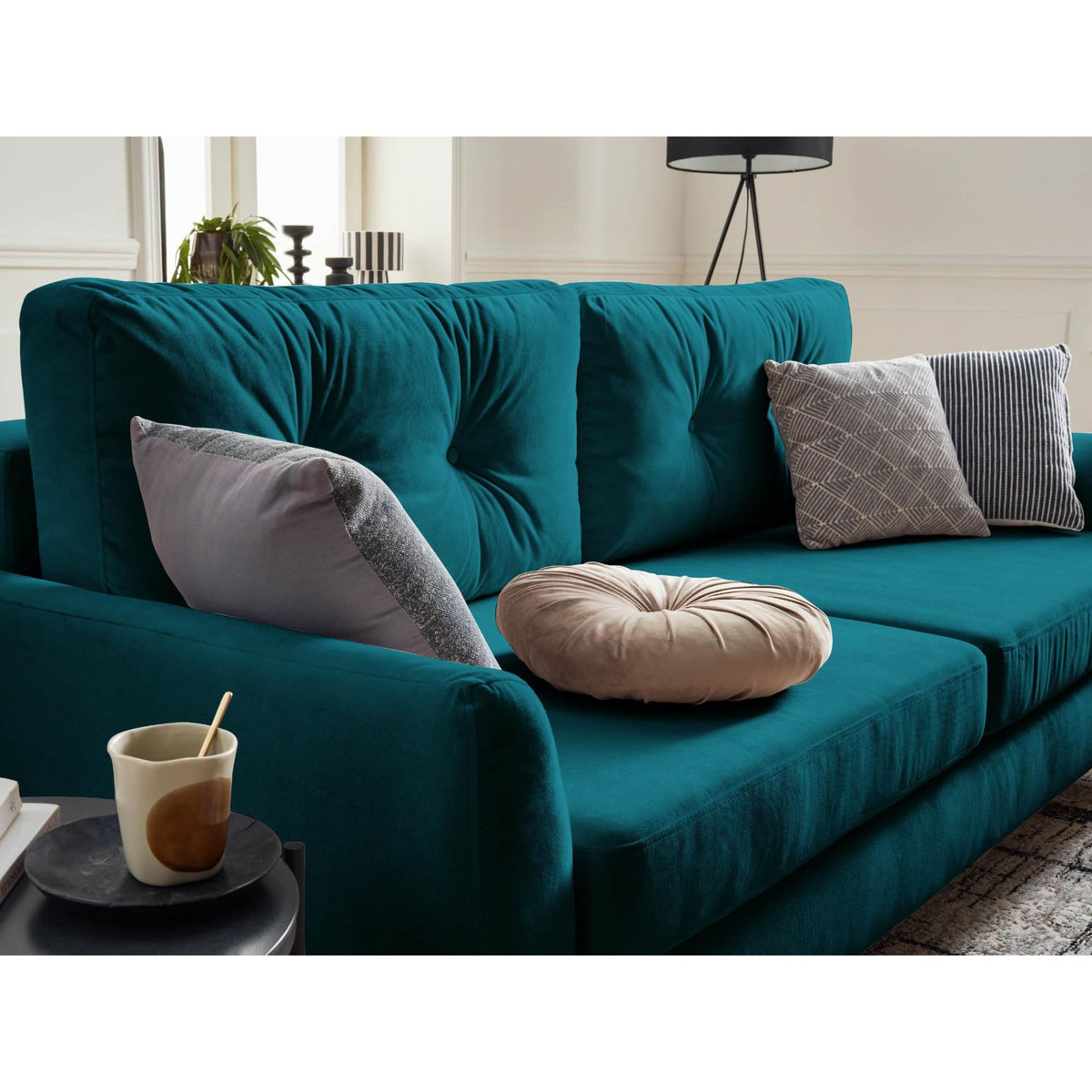 LISA DESIGN Nils - canapé droit 3 places convertible - avec coffre de rangement - velours