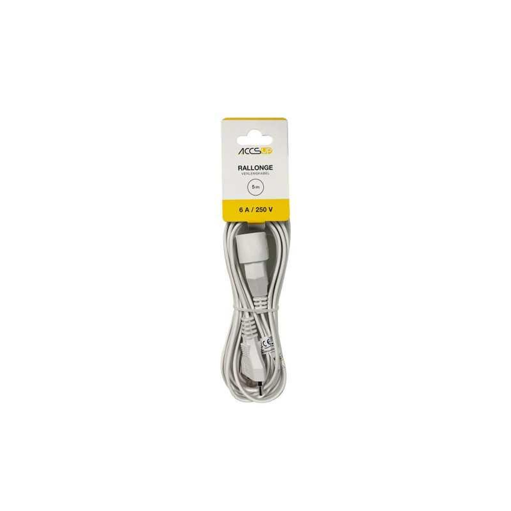Rallonge électrique CEE 6 A 250 V blanche 5 m