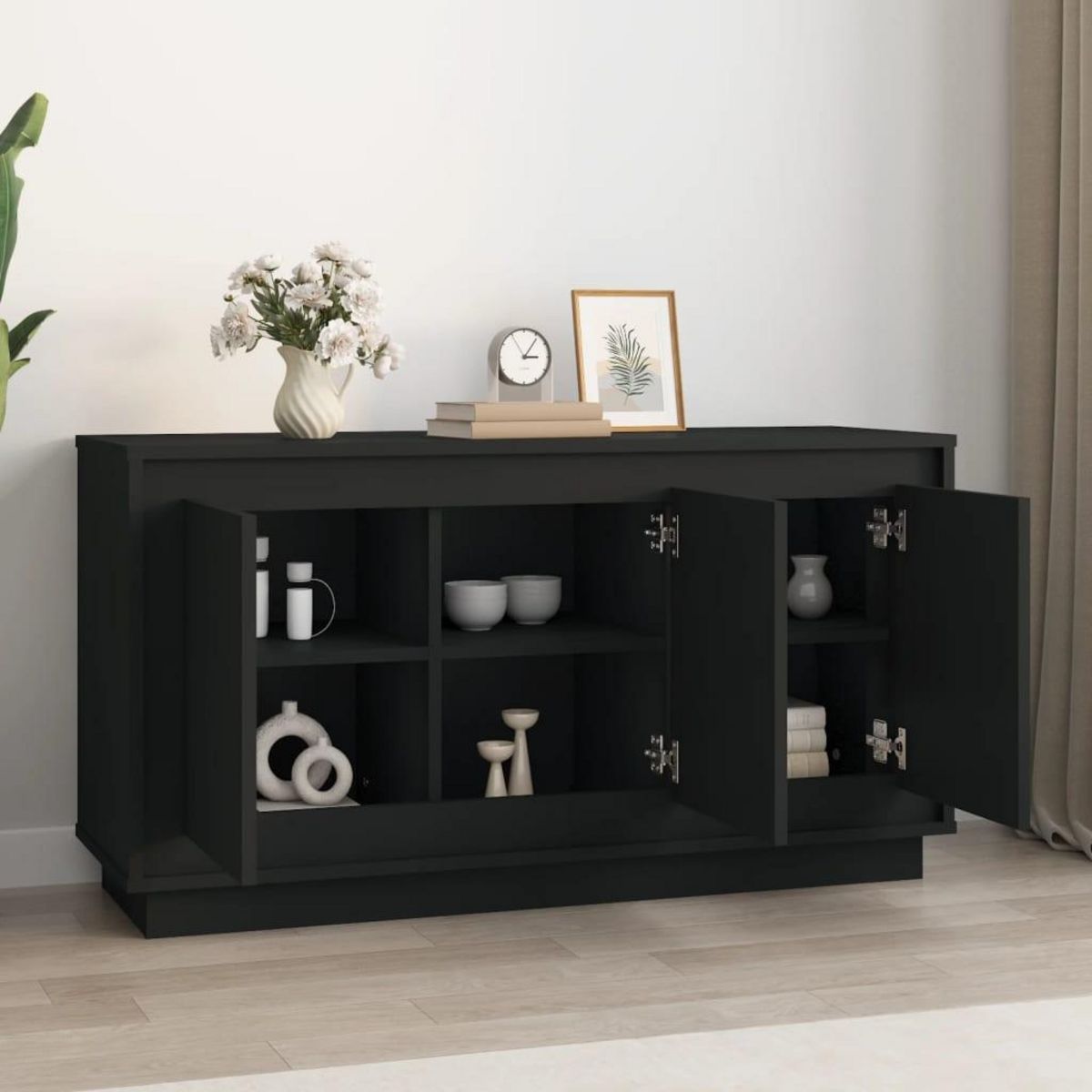 VIDAXL Buffet noir 102x35x55 cm bois d'ingenierie