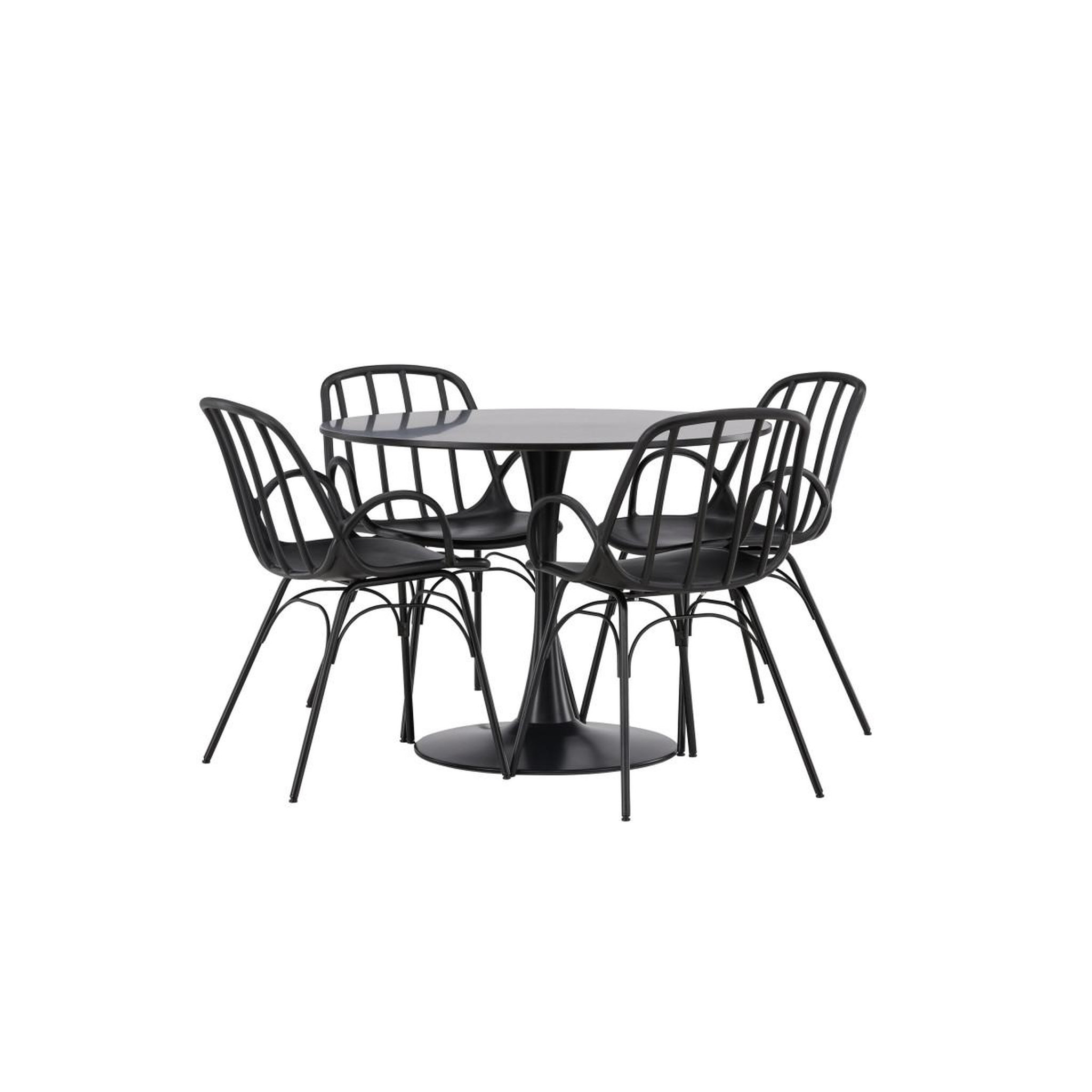 Voir la diapositive 3 : Paris Prix Ensemble table à manger & 4 chaises  glade & dyron  100cm noir