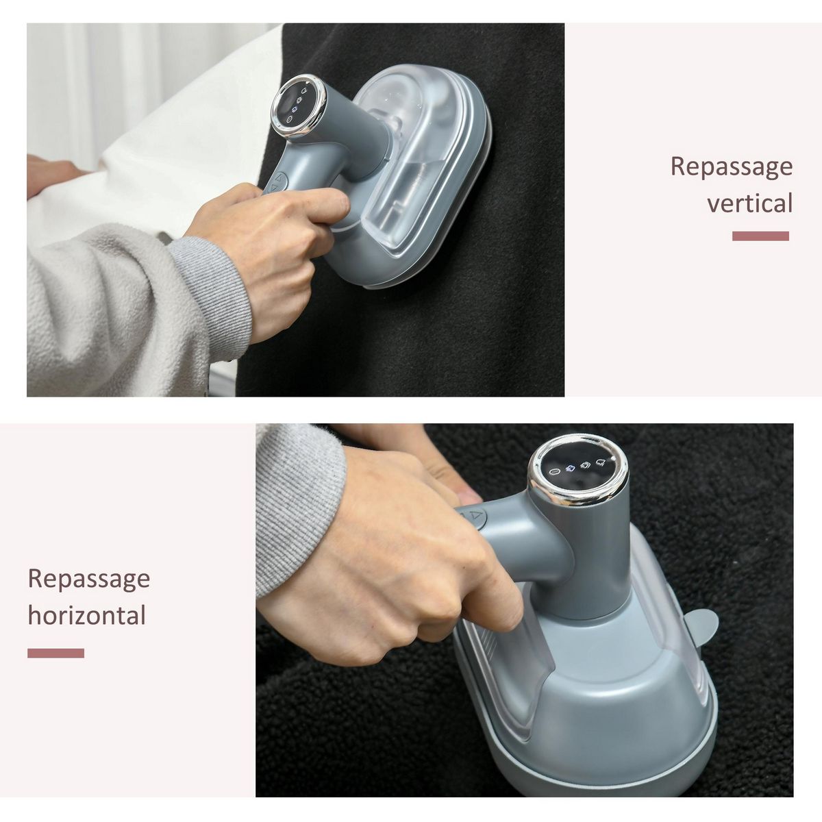 HOMCOM Défroisseur à vapeur portable 1200 W 2 niveaux de vapeur avec réservoir d'eau 100 ml amovible - steamer chauffage rapide - gris