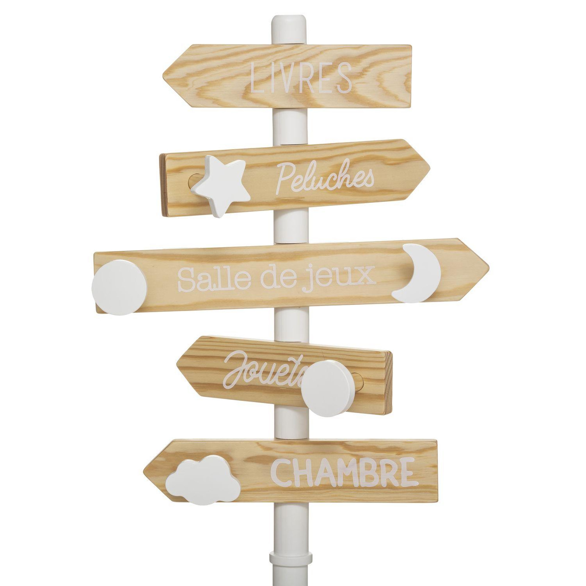 Voir la diapositive 3 : Atmosphera Kids Porte-manteau pancarte pour enfant - hauteur 114 cm - blanc et beige