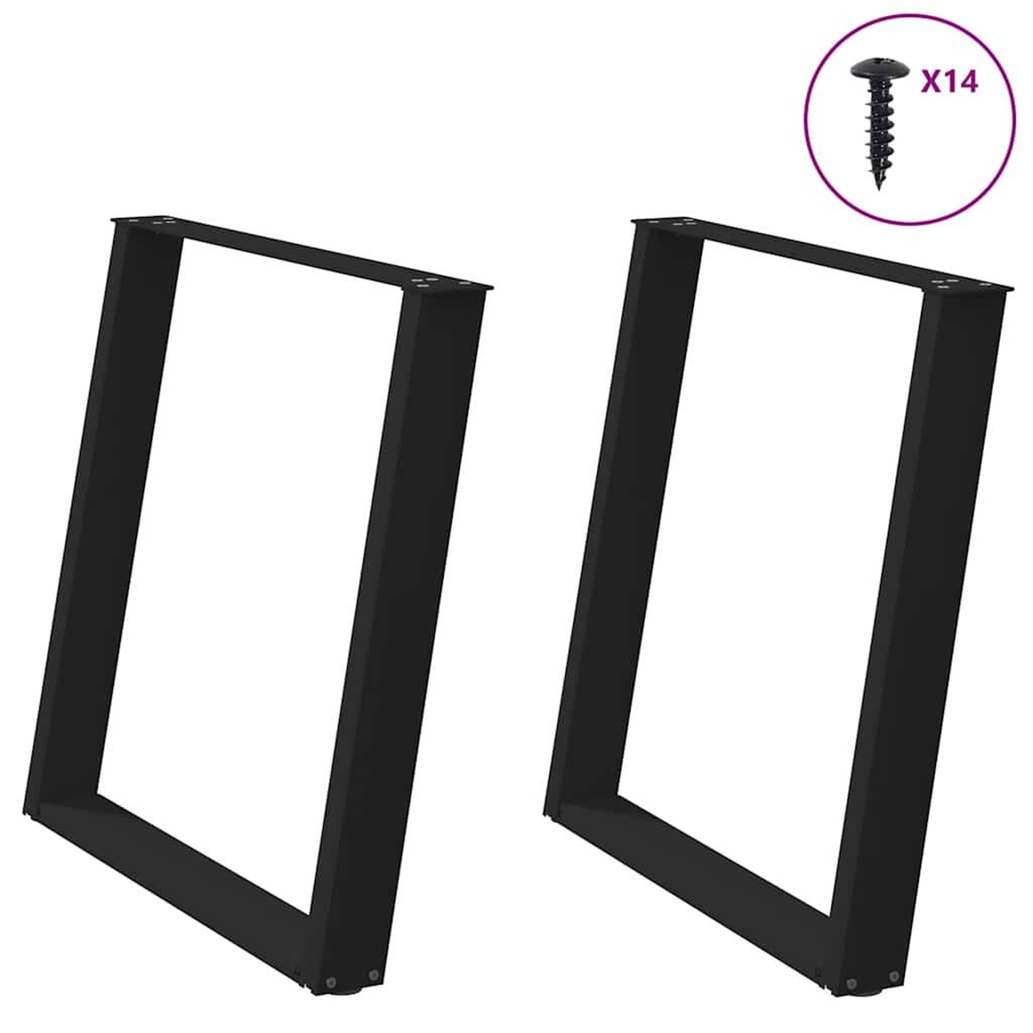 Voir la diapositive 3 : VIDAXL Pieds de table a manger forme de U 2 pcs noir 80x(72-73) cm