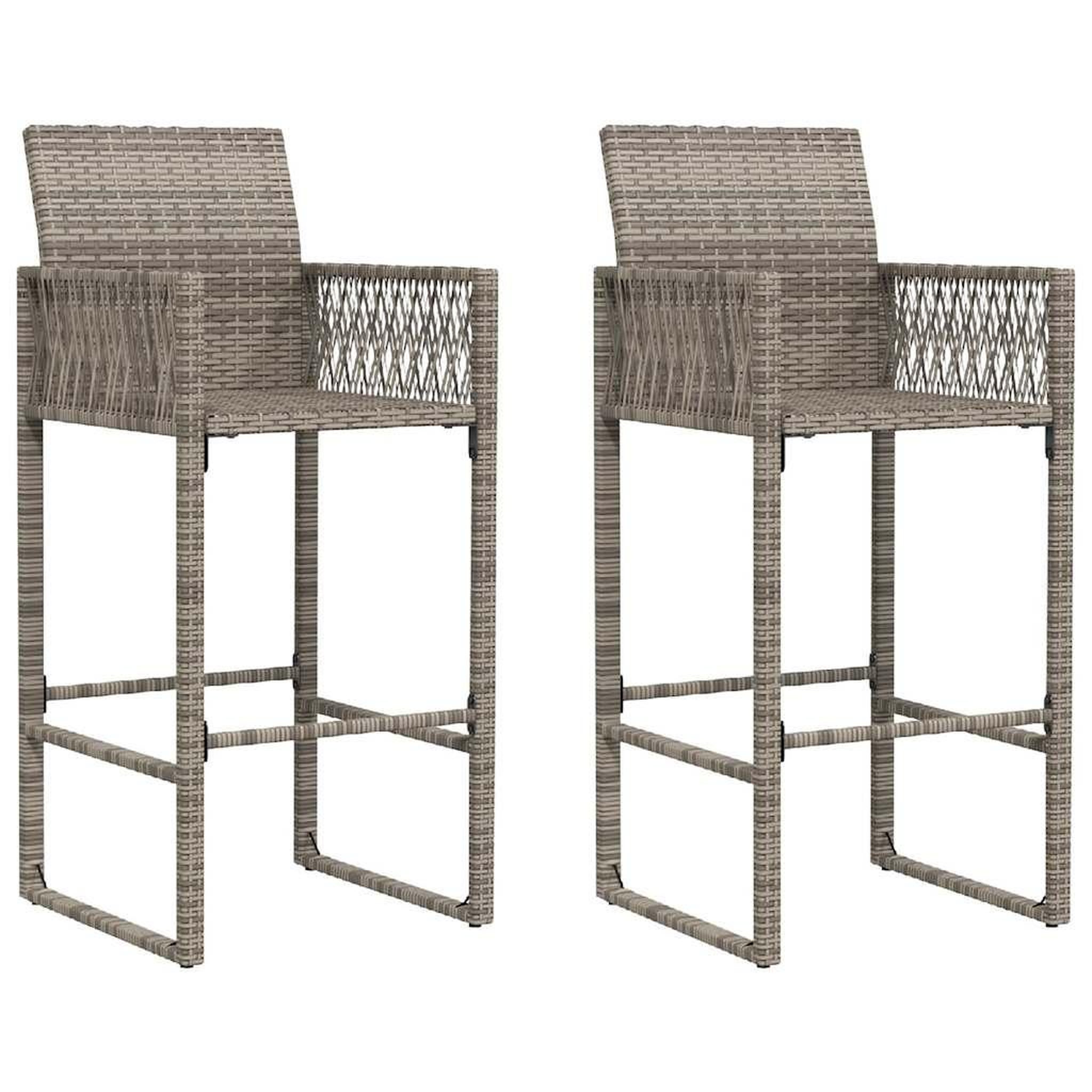 Voir la diapositive 4 : VIDAXL Ensemble de bar de jardin 3 pcs sans coussins gris poly rotin