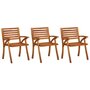 Voir la diapositive 2 : VIDAXL Chaises a manger de jardin avec coussins lot de 3 Acacia massif