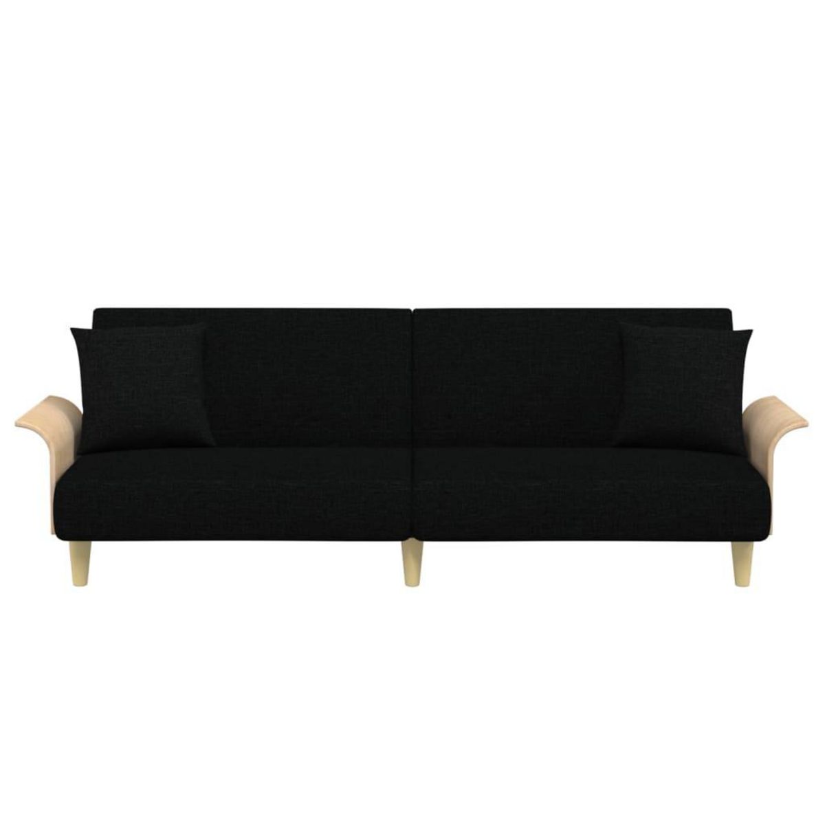 VIDAXL Canape-lit avec accoudoirs noir tissu