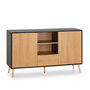 Voir la diapositive 1 : VS VENTA-STOCK Buffet Apolo 2 portes 1 tiroir, couleur noir/bois