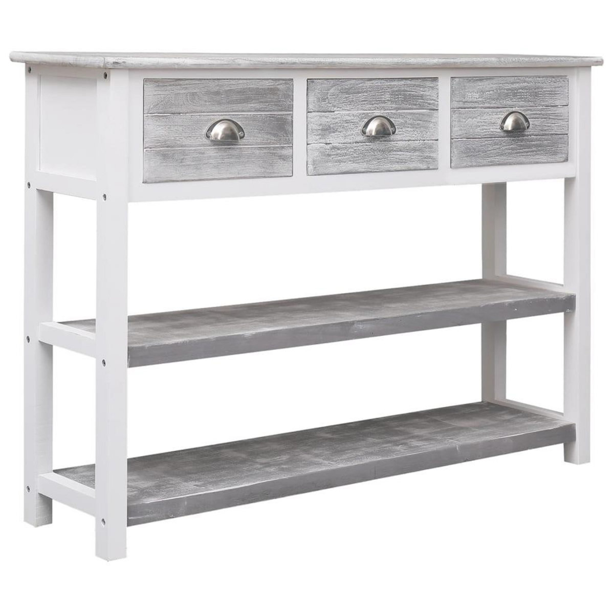 VIDAXL Buffet Gris antique 108x30x76 cm Bois de Paulownia massif