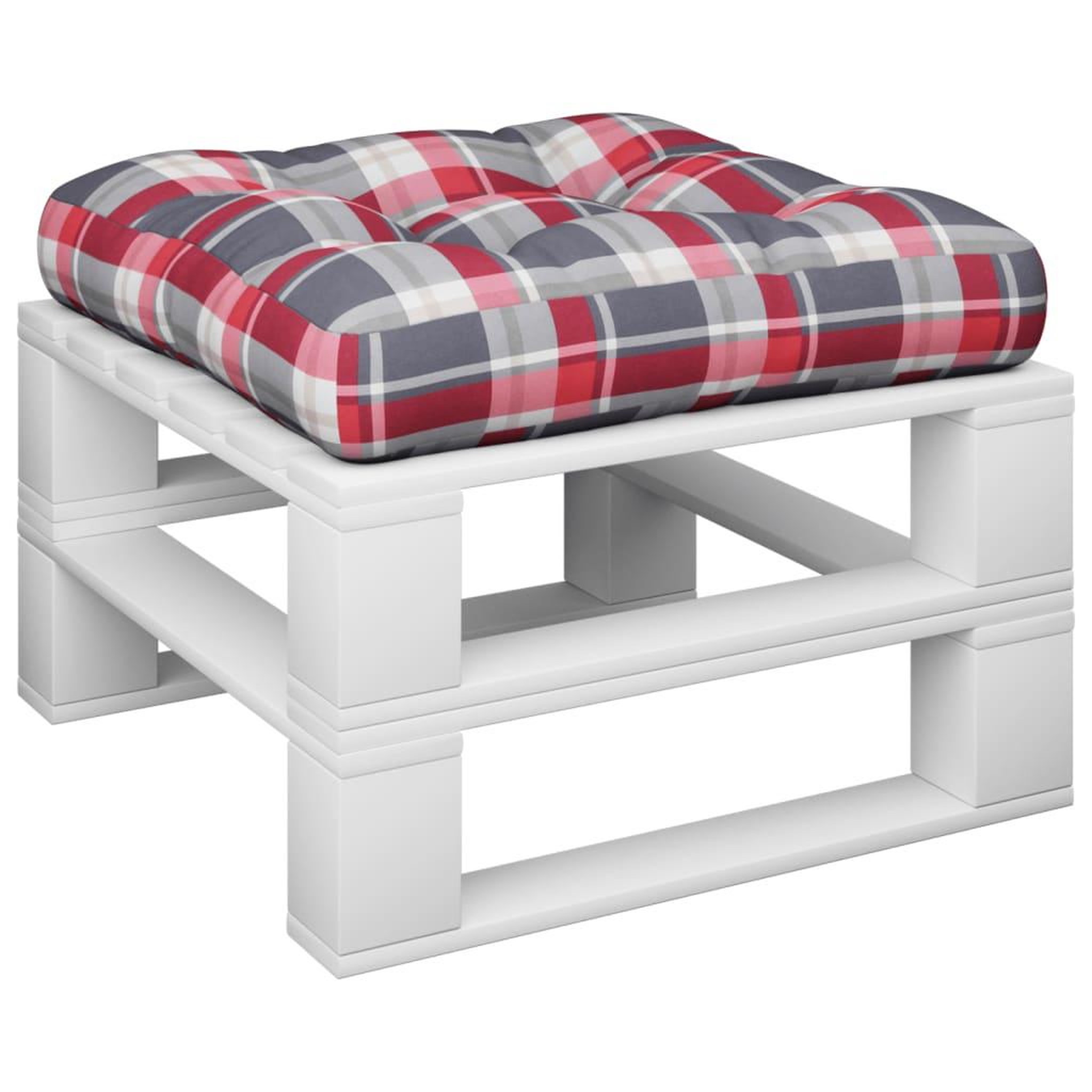 Voir la diapositive 3 : VIDAXL Coussin de palette motif a carreaux rouge 60x60x12 cm tissu
