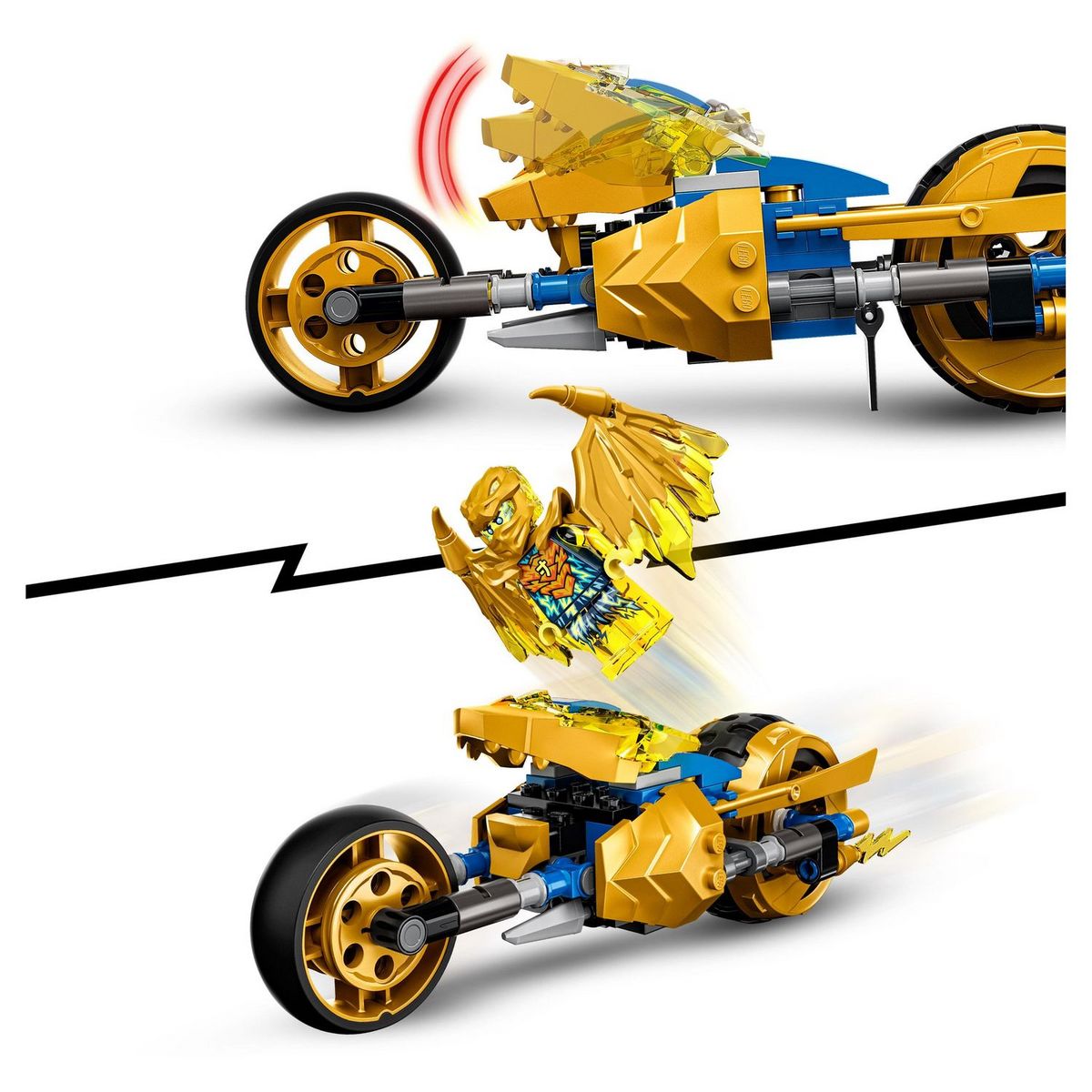 LEGO Ninjago 71768 La Moto Dragon d&rsquo;Or de Jay, Jouet avec Figurines pour Enfants