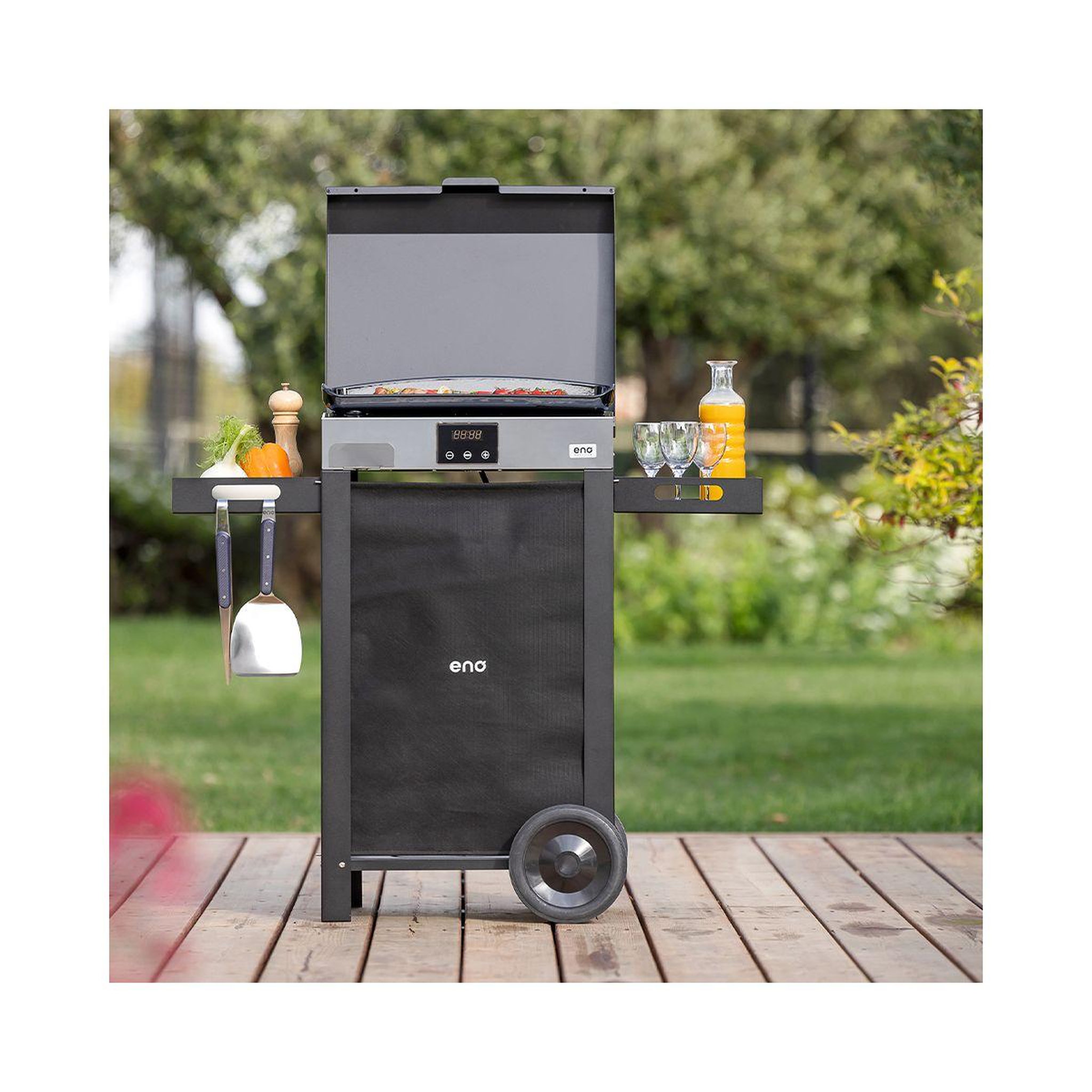 Voir la diapositive 3 : Eno Plancha électrique COMBO INITIAL 50 noir inox sur chariot, 48x38 cm