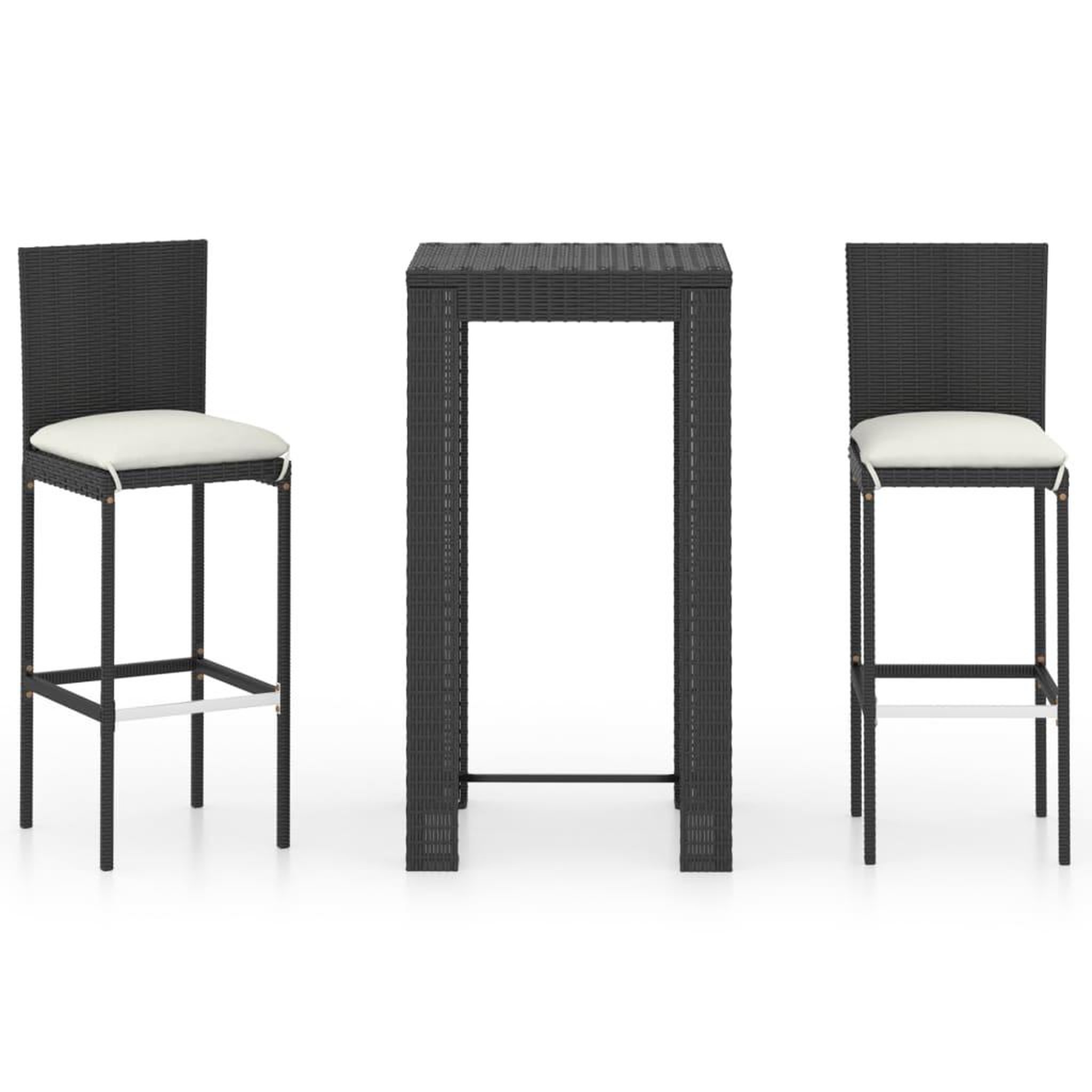 Voir la diapositive 2 : VIDAXL Ensemble de bar d'exterieur 3 pcs coussins Resine tressee Noir