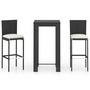 Voir la diapositive 2 : VIDAXL Ensemble de bar d'exterieur 3 pcs coussins Resine tressee Noir