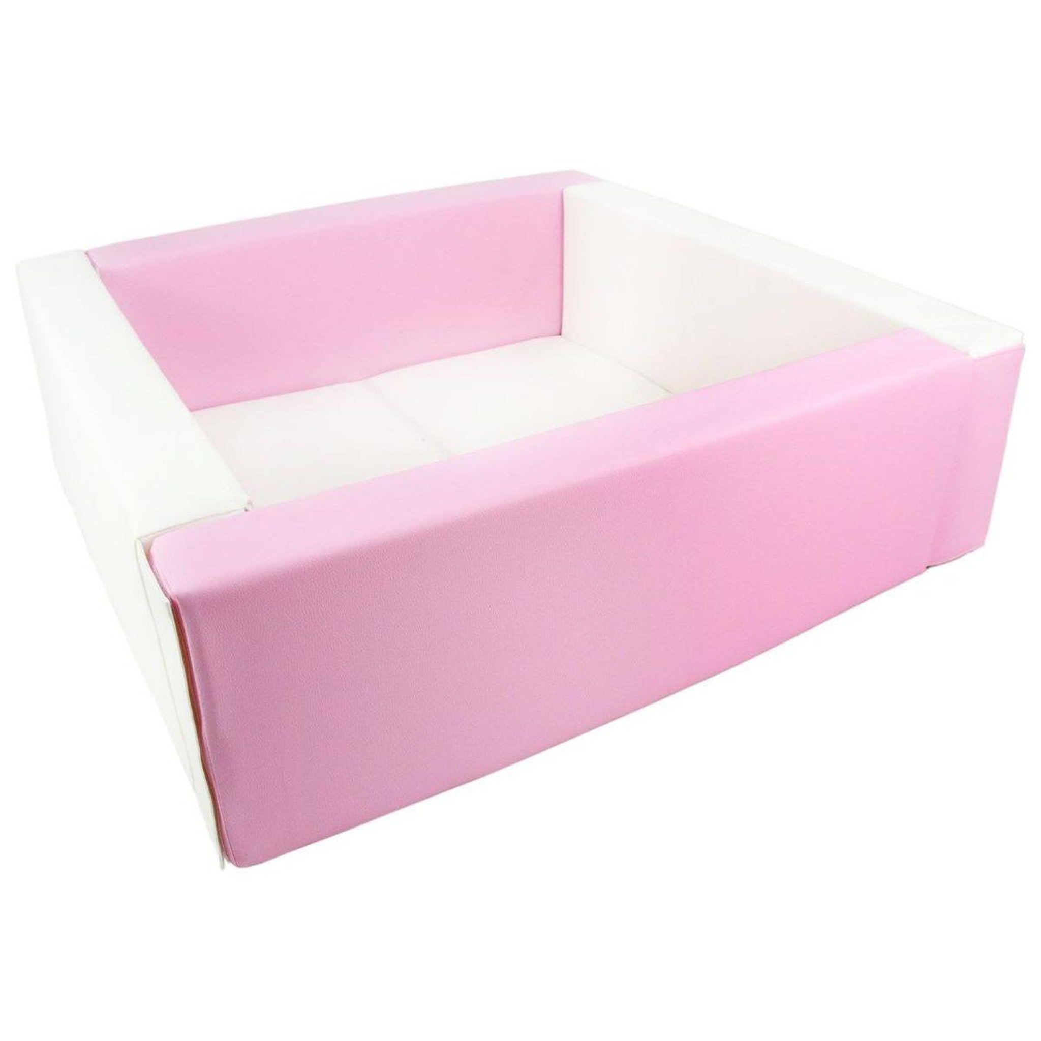 VELINDA Piscine à balles carrée en cuir artificiel, sans balles — blanc, rose (pastel)