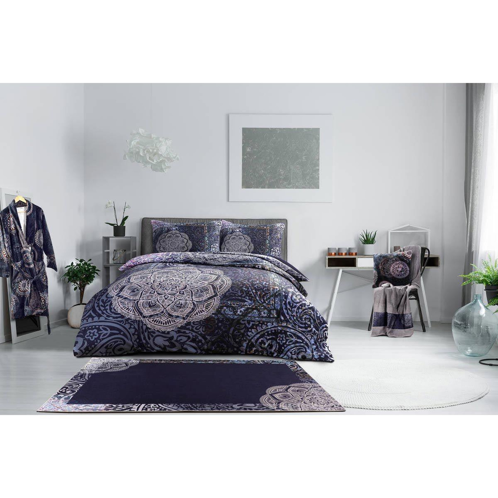 Voir la diapositive 6 : Paris Prix Coussin déco imprimé  medley  45x45cm bleu