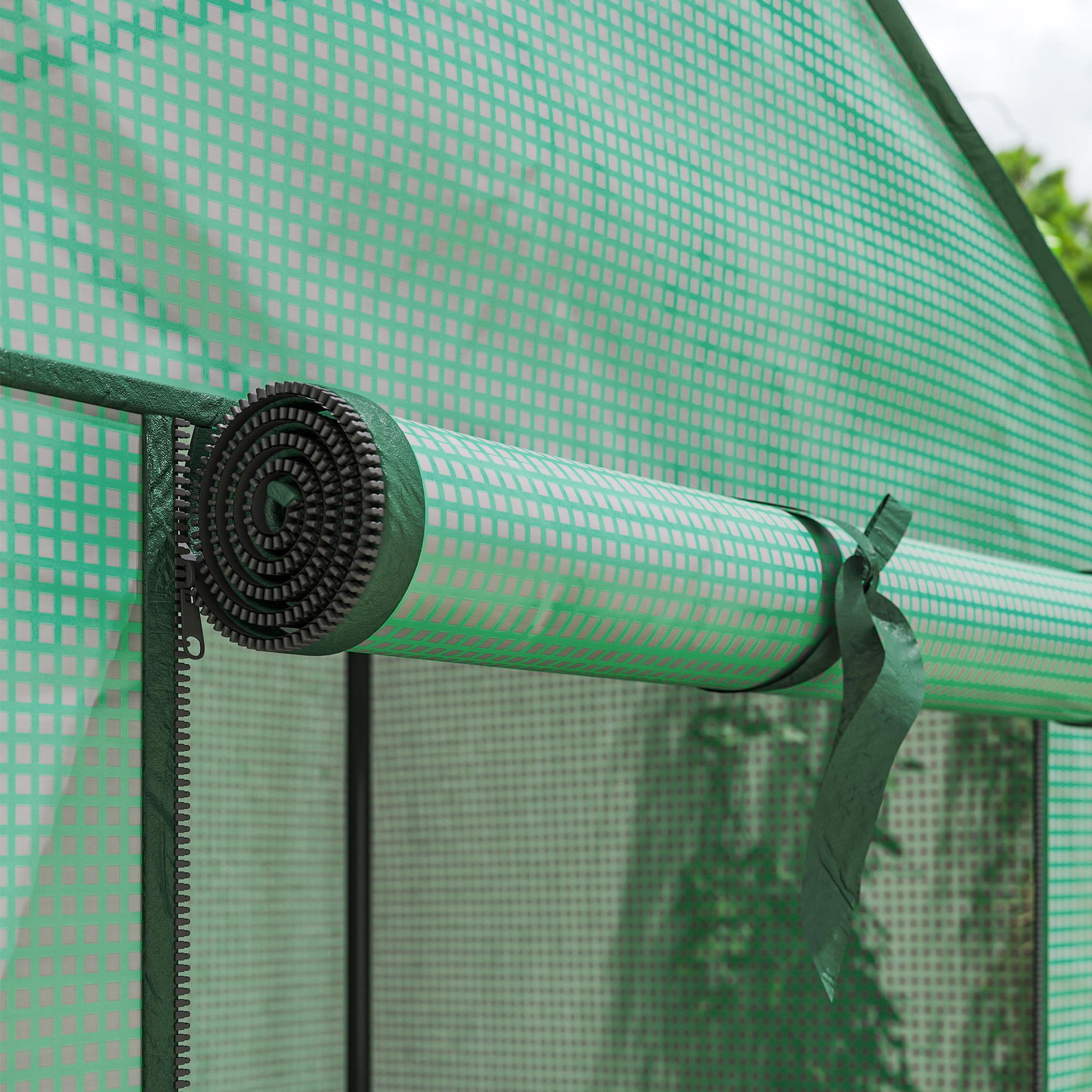 Voir la diapositive 4 : OUTSUNNY Serre de jardin balcon 3 niveaux métal thermolaqué vert PE vert