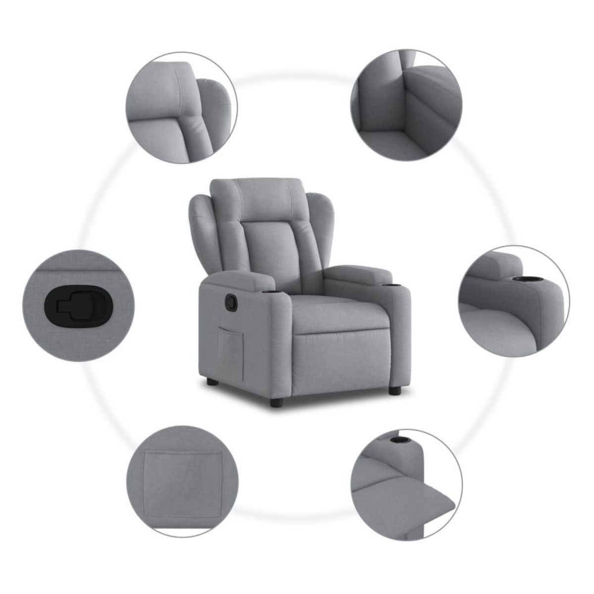 VIDAXL Fauteuil inclinable Gris clair Tissu