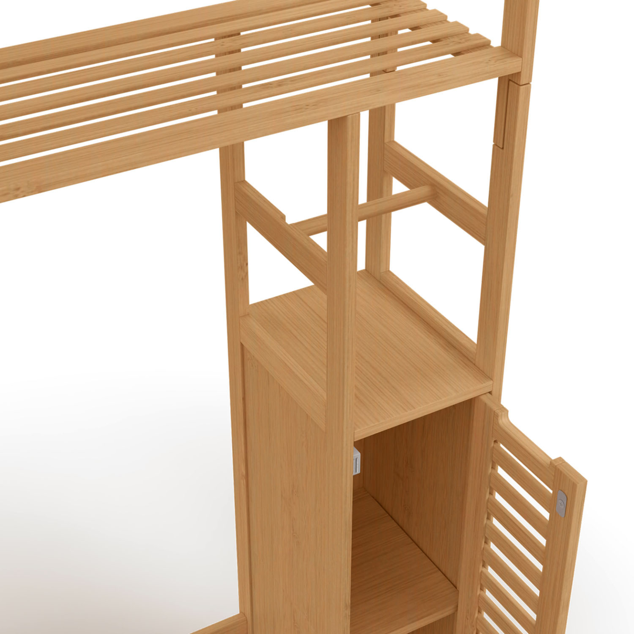 Voir la diapositive 6 : ID MARKET Meuble wc 3 en 1 avec armoires de rangement bambou bea