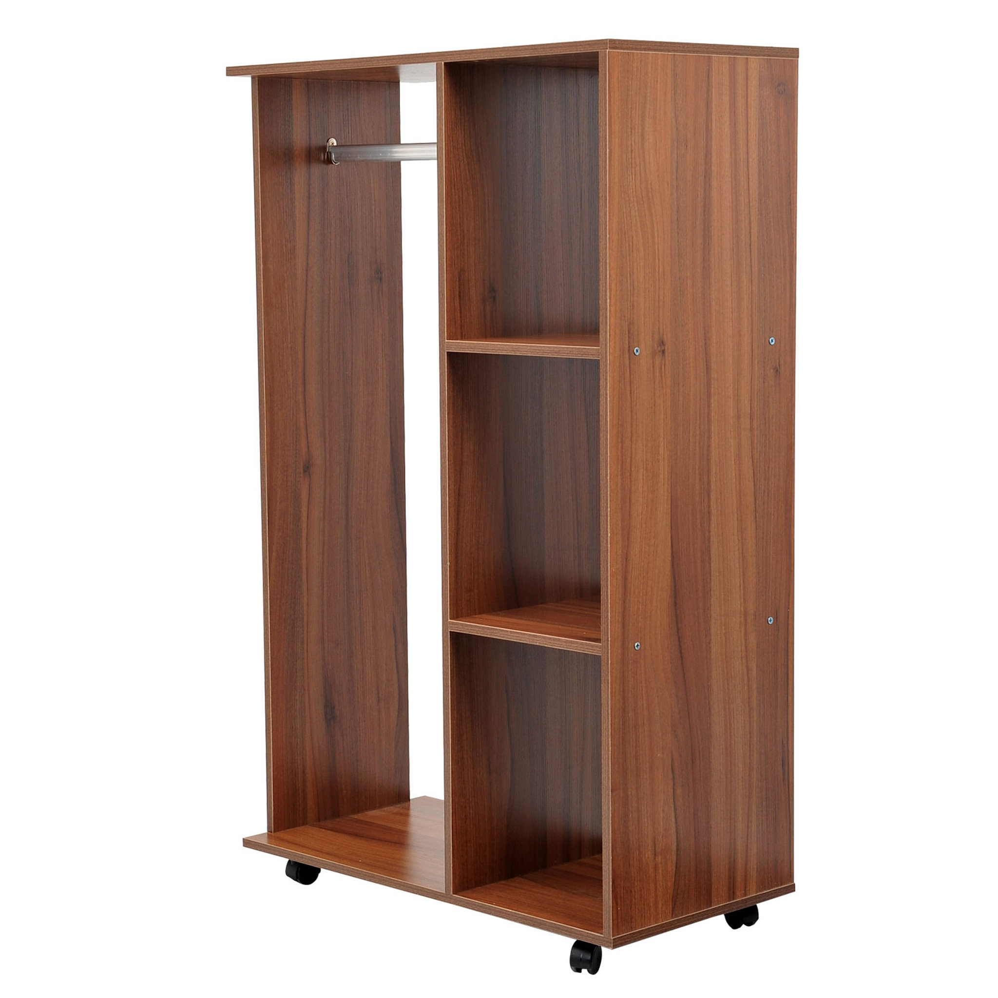 Voir la diapositive 4 : HOMCOM Armoire penderie armoire de rangement mobile panneaux de particules coloris chêne moyen