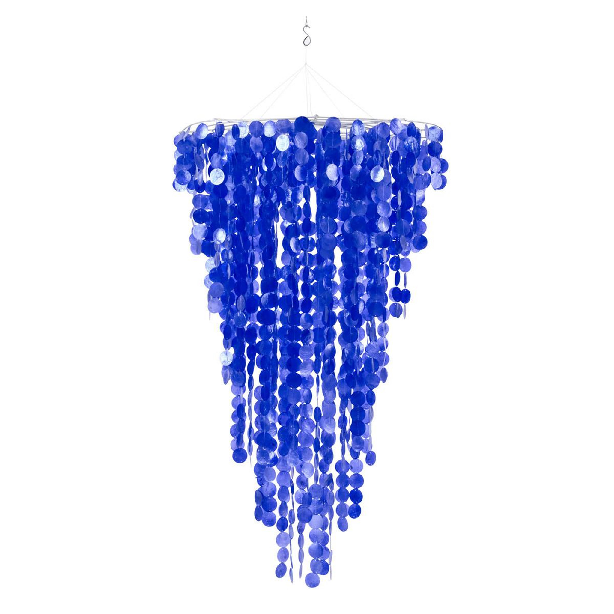 J-LINE Suspension déco en capiz  betsy  150cm bleu