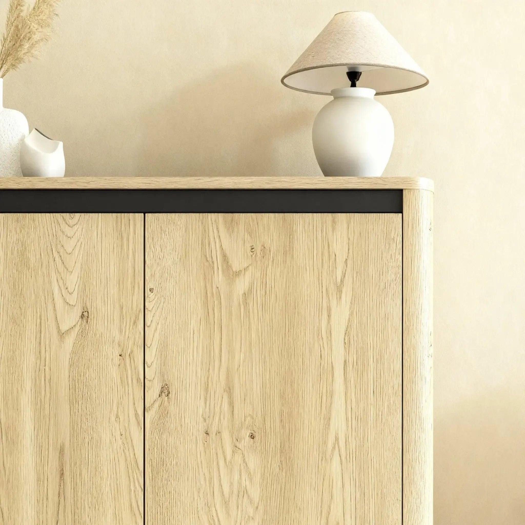 Voir la diapositive 3 : CASANOVA PARIS Poppy - commode 2 portes 113cm en effet chêne cremona et noir - chêne clair