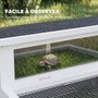 Voir la diapositive 5 : PAWHUT Enclos tortue maison tortue dim. 113x106,5x44cm niche couverte porte blanc gris