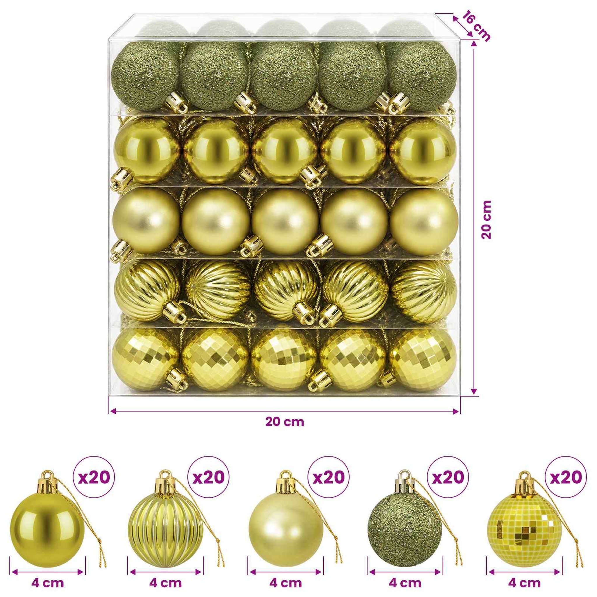 Voir la diapositive 3 : VIDAXL Ensemble de boules de Noël 100 pc Vert clair 4 cm Polystyrene