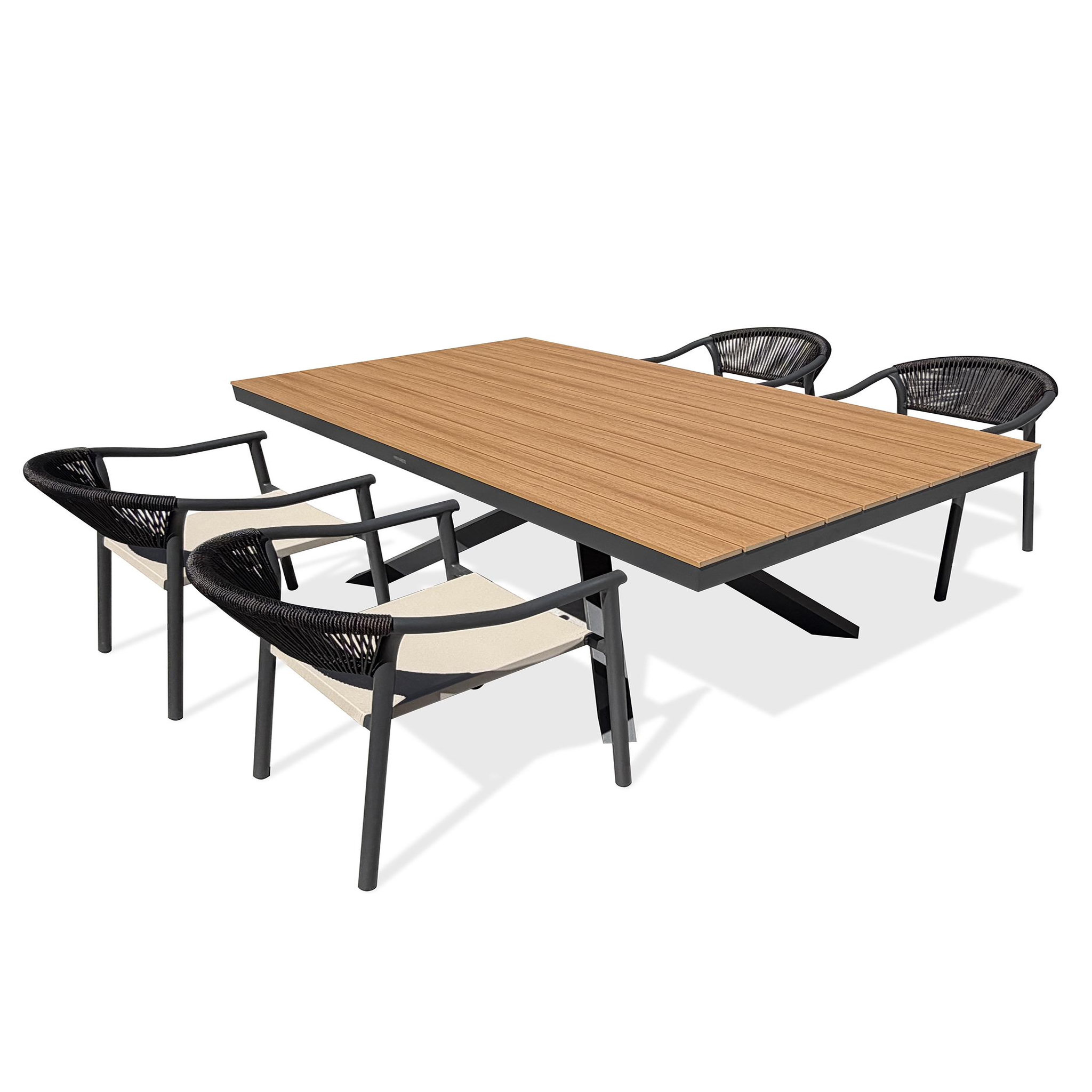 DCB GARDEN Ensemble repas de jardin en aluminium. Coloris disponibles : Gris