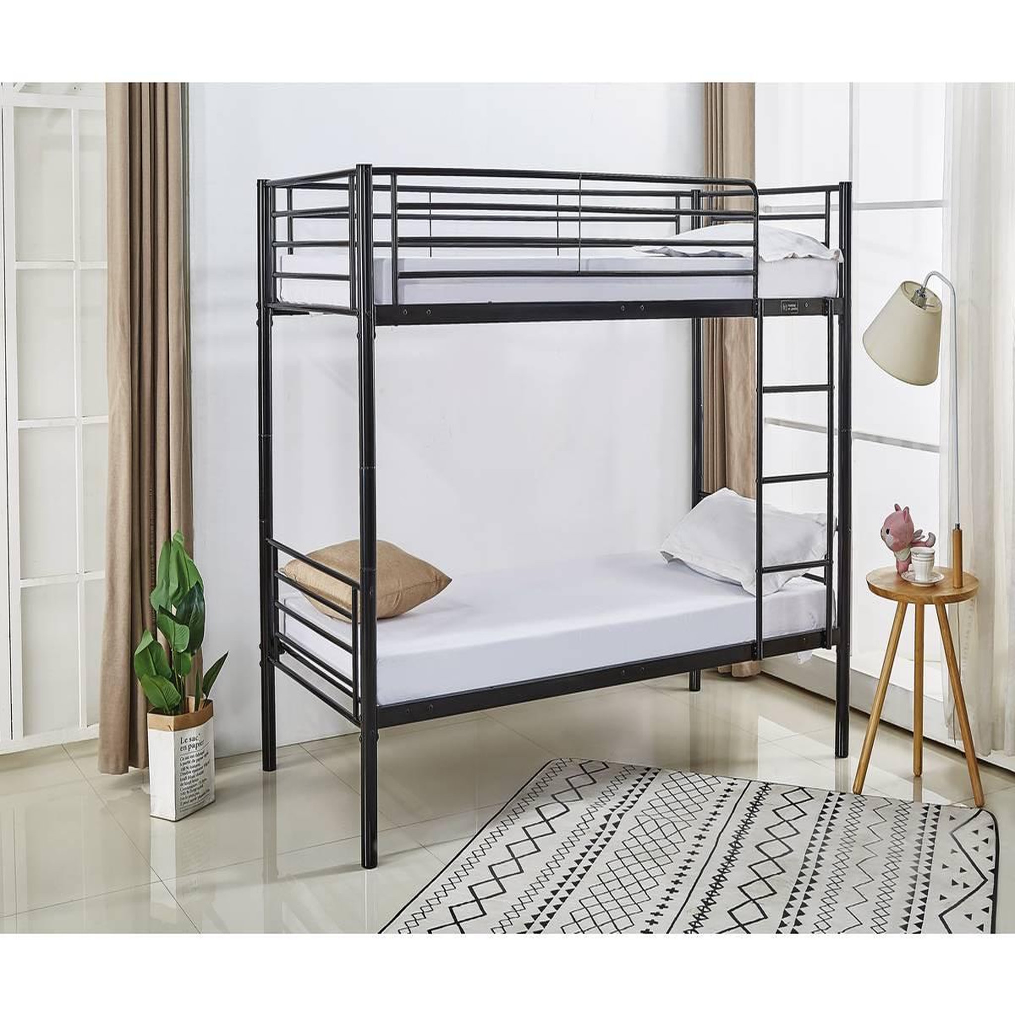 Voir la diapositive 2 : Habitat et Jardin Lit superposé  adam  -  90 x 190 cm - métal - taupe