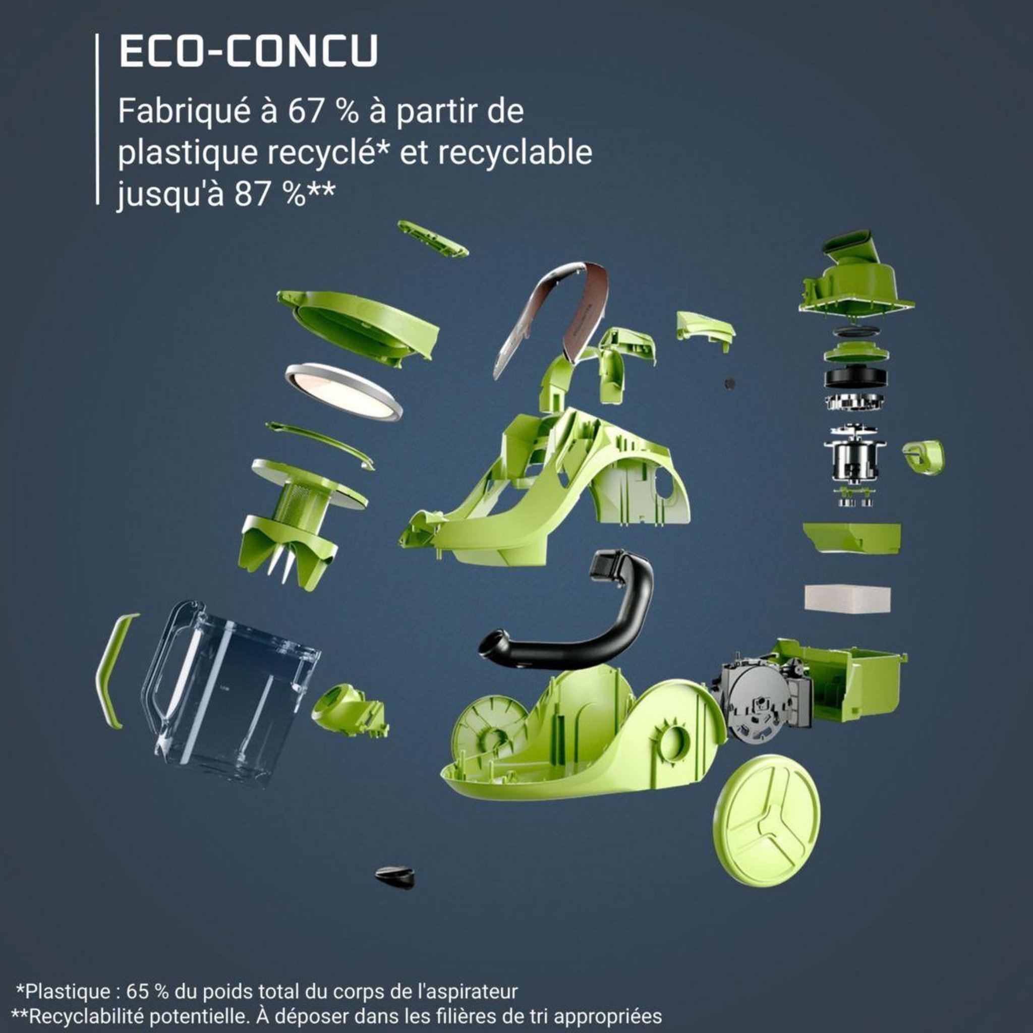 Voir la diapositive 5 : ROWENTA Aspirateur sans sac Green cyclonic effitech+ RO7C89EA