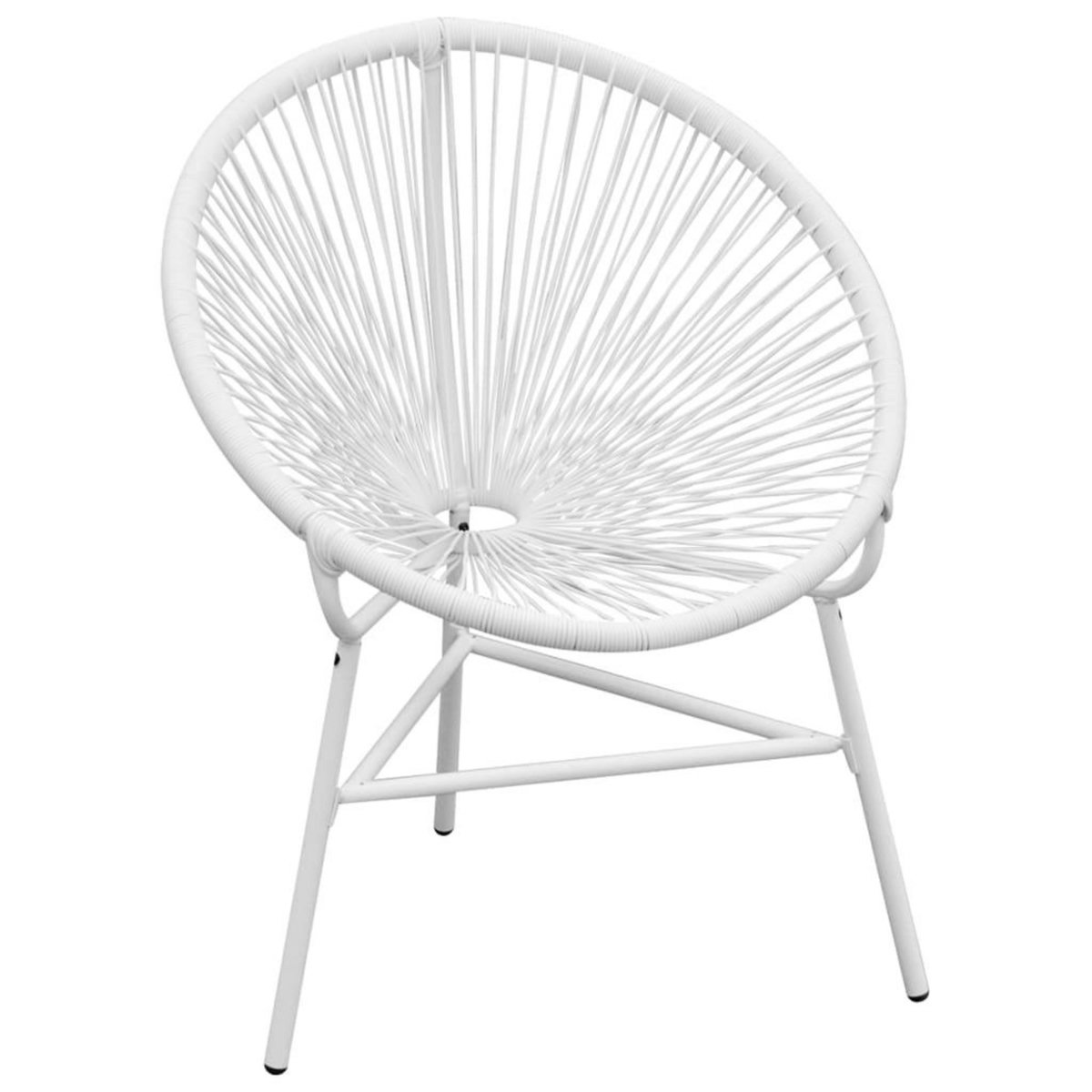 VIDAXL Chaise de jardin en corde forme de lune resine tressee blanc
