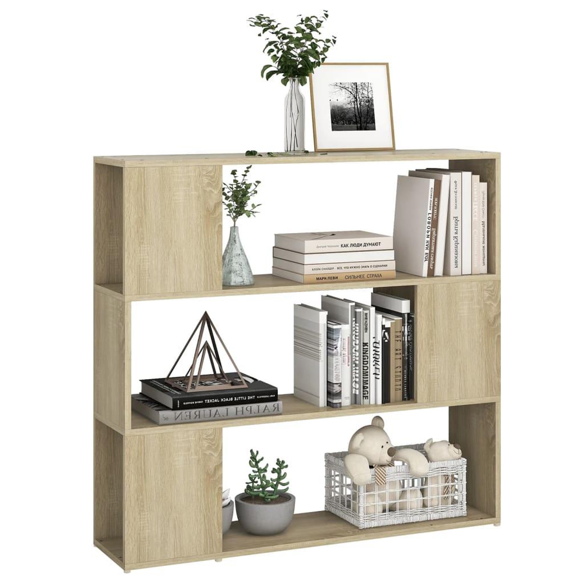 Voir la diapositive 4 : VIDAXL Bibliotheque/Separateur de piece Chene sonoma 100x24x94 cm