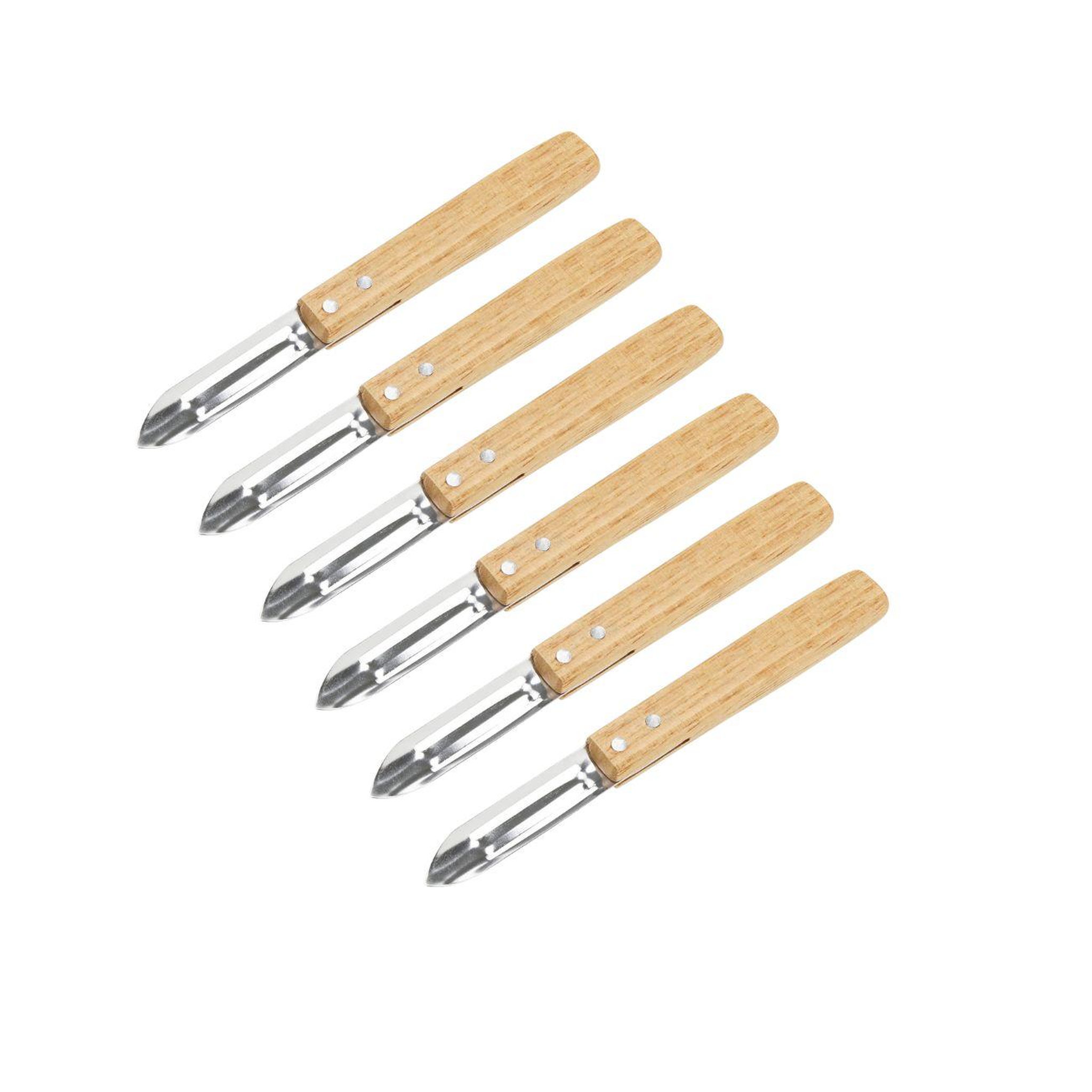 NIROSTA Set de 6 éplucheurs en inox et bois nirosta country