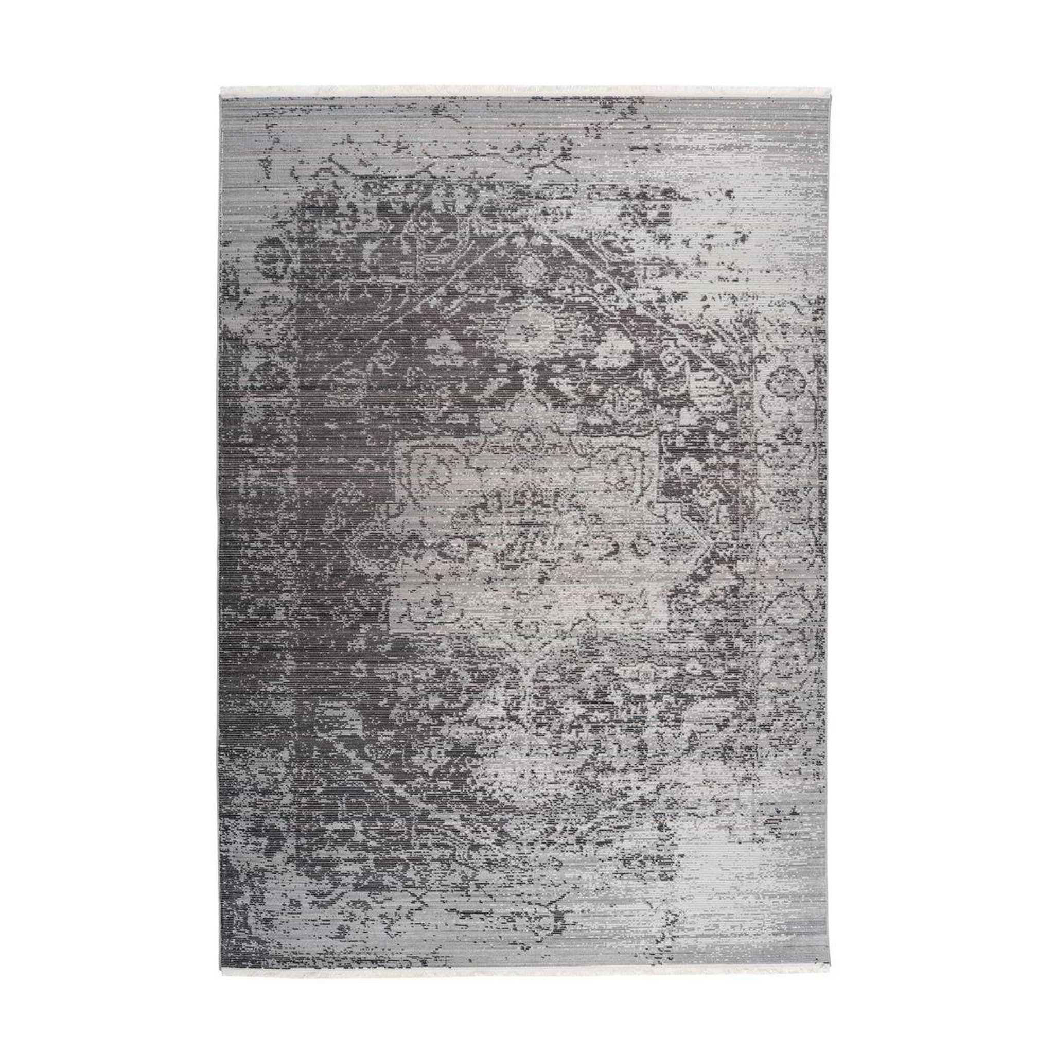 Voir la diapositive 1 : Paris Prix Tapis vintage à franges  baroque viii  gris