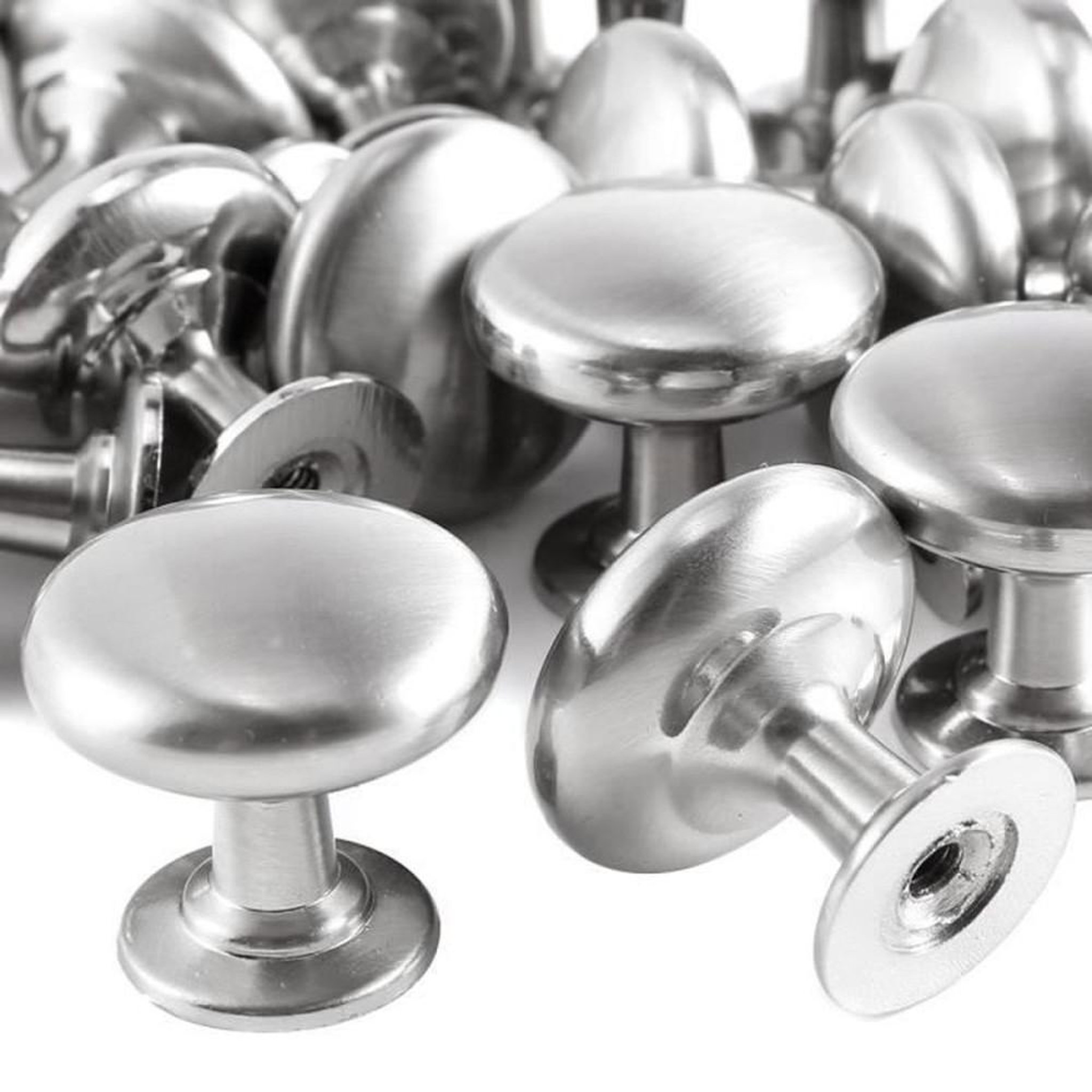 Voir la diapositive 2 : Set de 20 boutons de meuble et poignées d'armoire, zinc mat, gris argent, 27 x 25,5 mm, avec vis