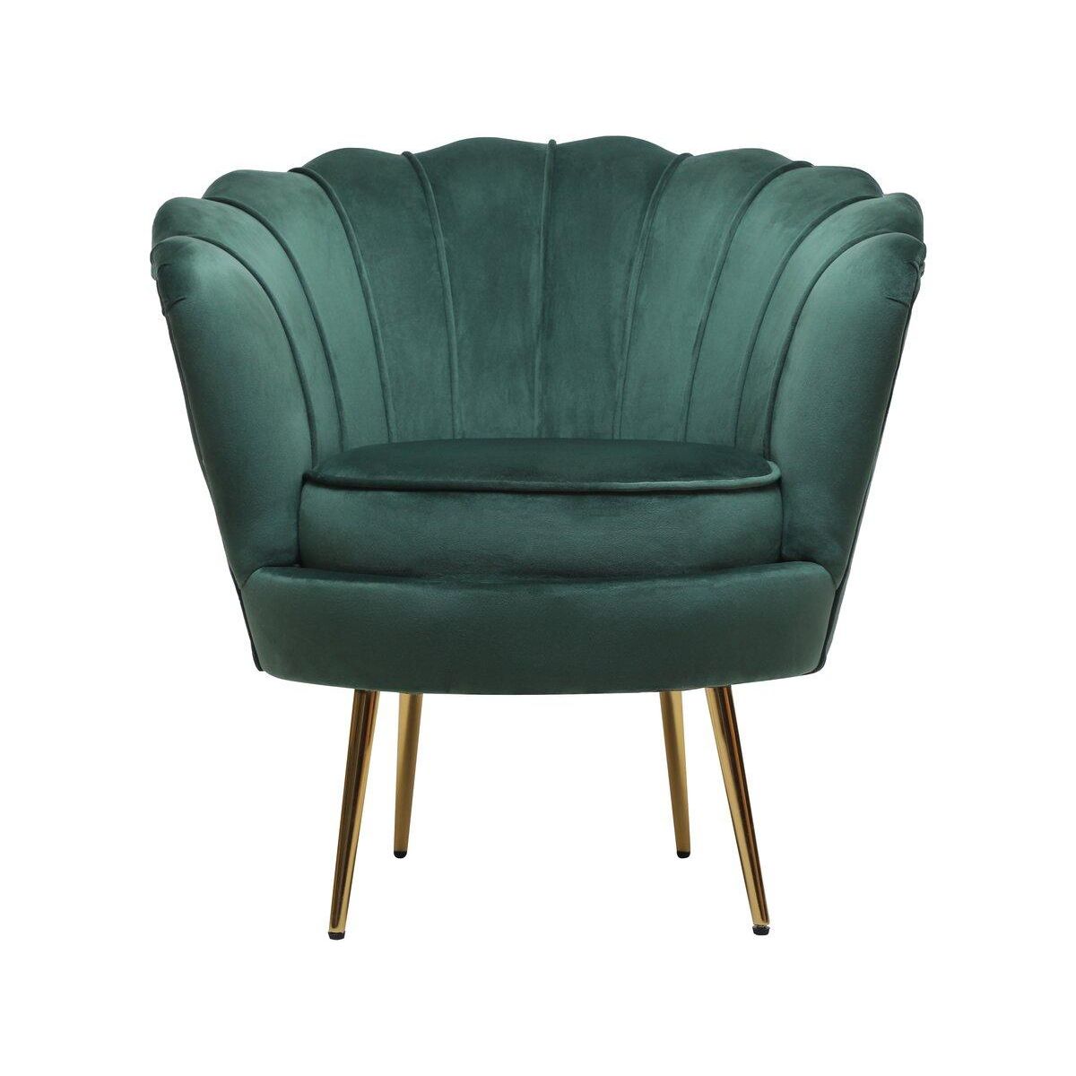Habitat et Jardin Fauteuil en velours  Floria  - 75 x 68 x 77.5cm - Vert