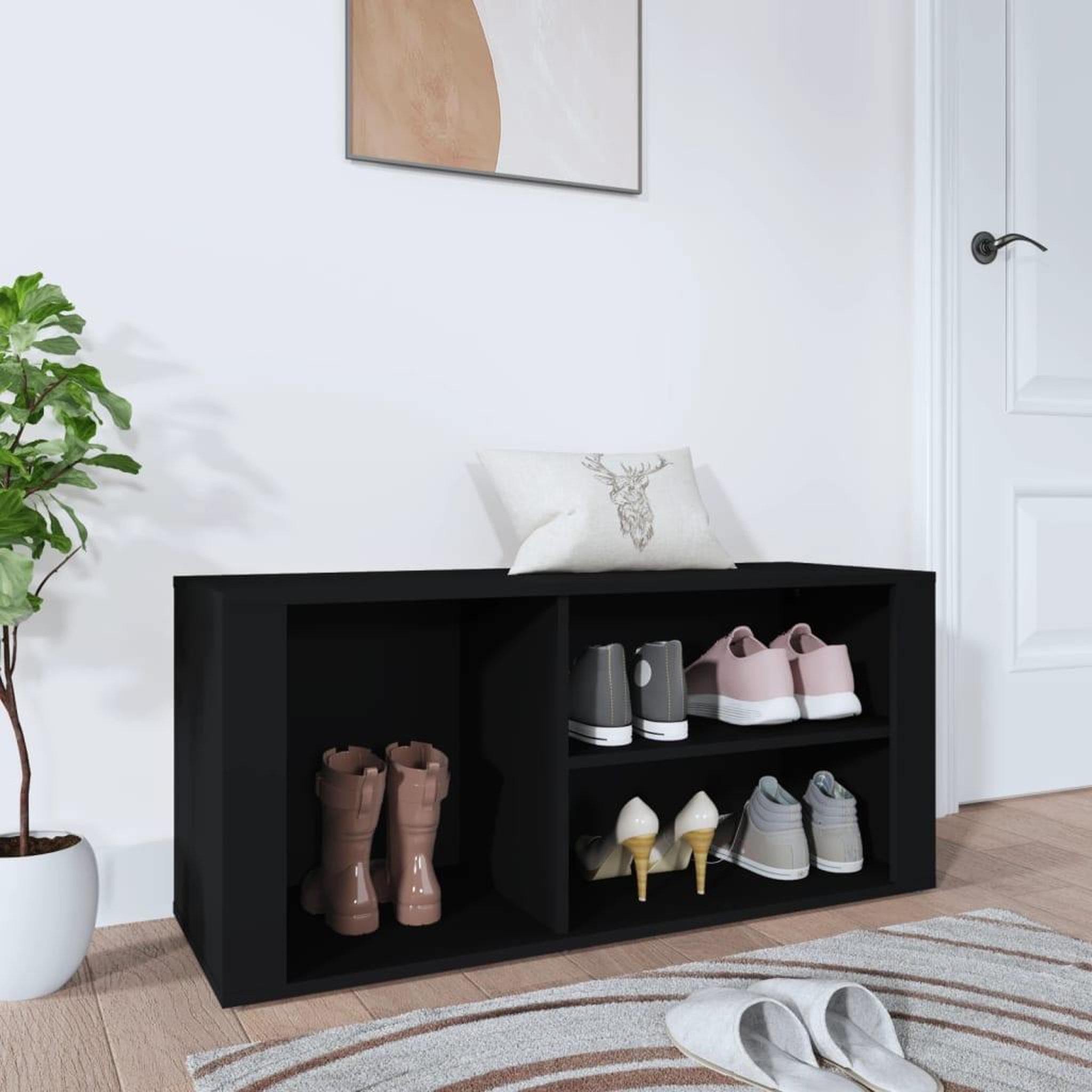 Voir la diapositive 1 : VIDAXL Armoire a chaussures Noir 100x35x45 cm Bois d'ingenierie