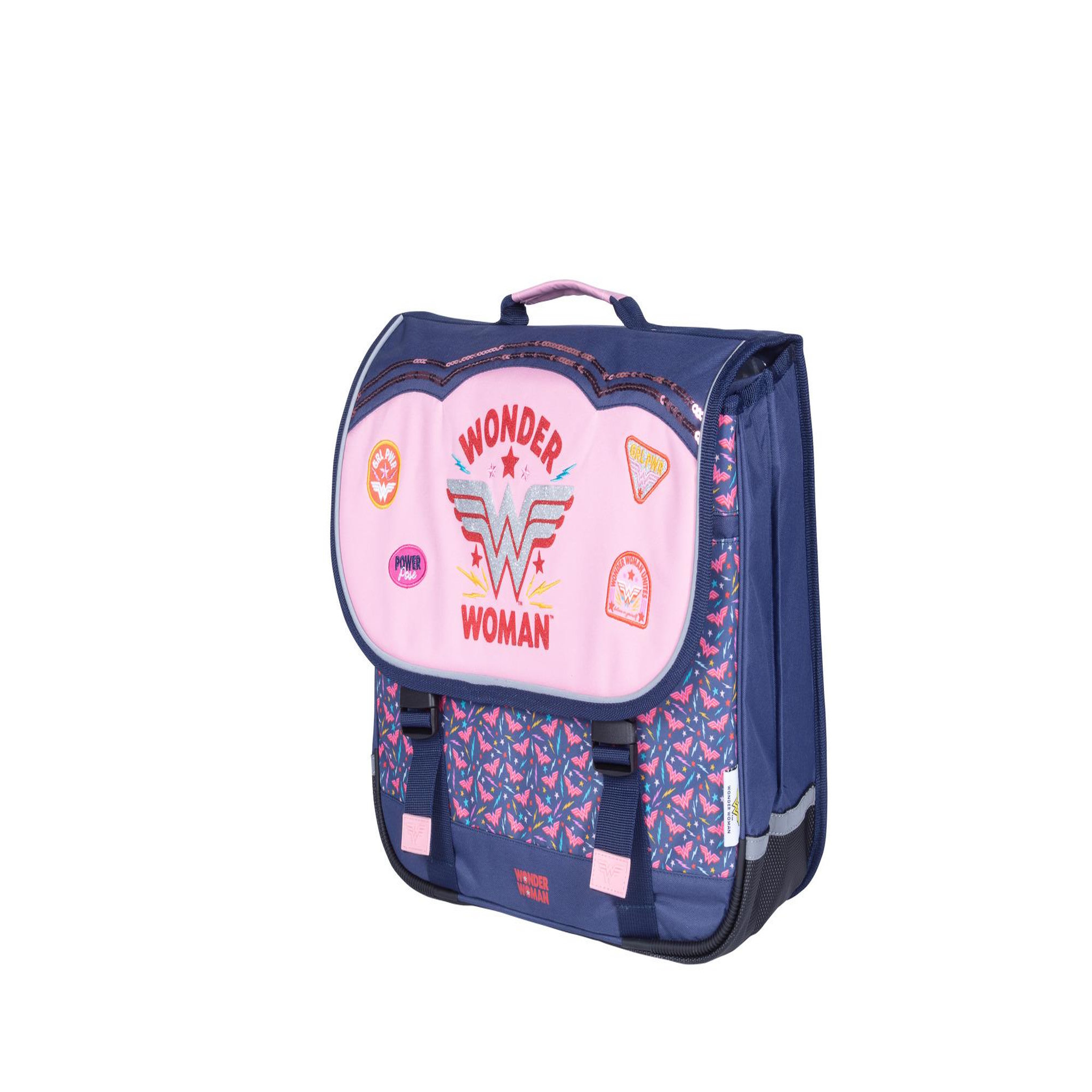 Voir la diapositive 2 : Bagtrotter Wonder Woman - Cartable scolaire 38 cm - Fille - Bleu/Rose - 2 compartiments