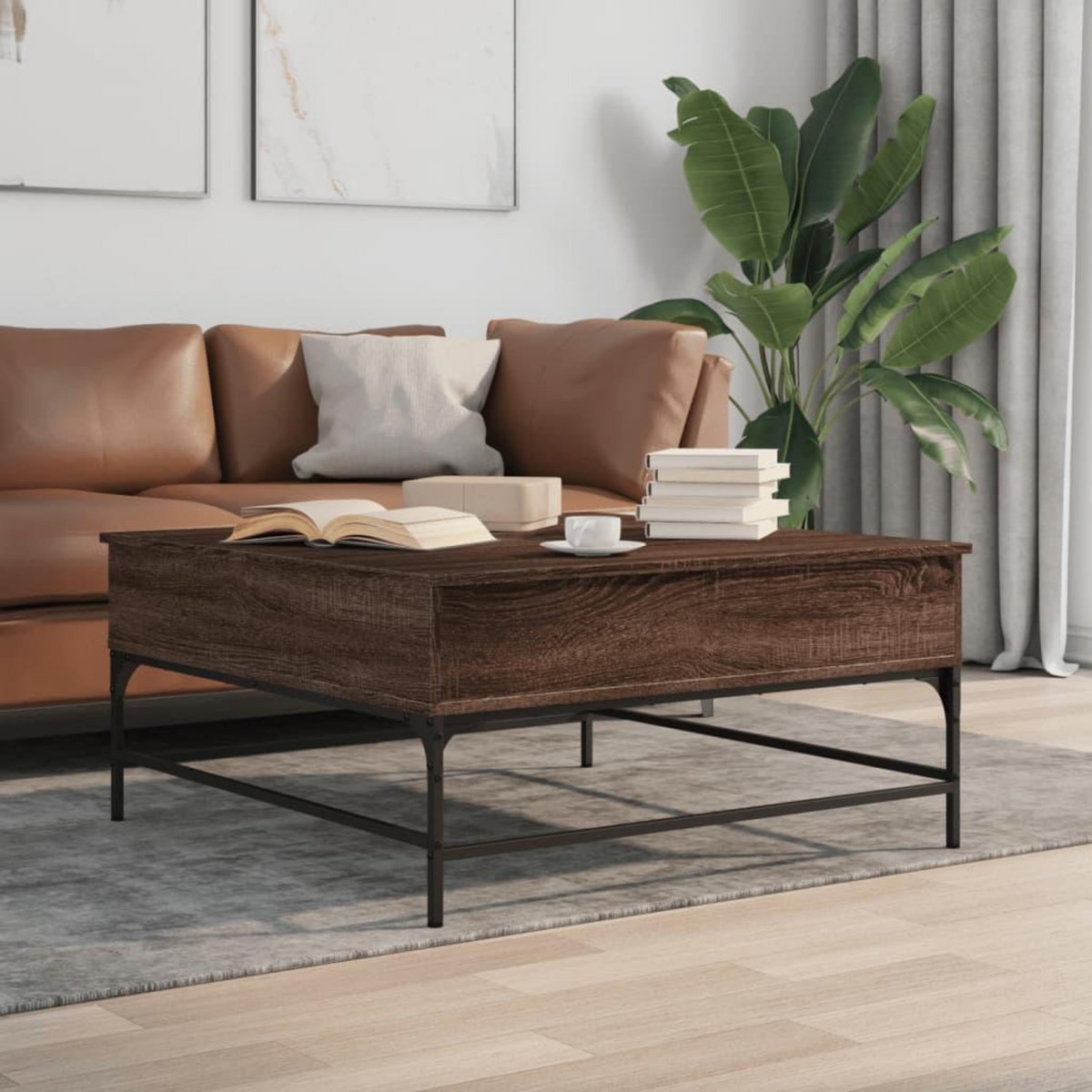 VIDAXL Table basse chene marron 95x95x45 cm bois d'ingenierie et metal