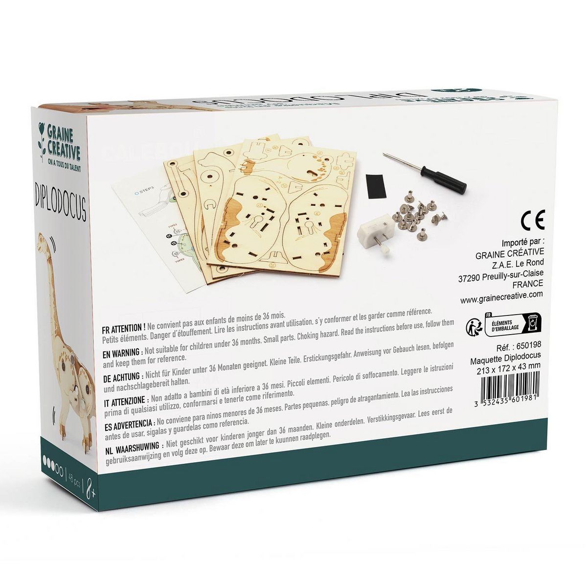 Graine créative Maquette 3D mécanique Diplodocus 21 cm