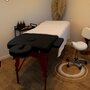 Voir la diapositive 6 : VIVEZEN Table de massage pliante 3 zones en bois foncé avec panneau Reiki + Accessoires et housse de transport - Noir