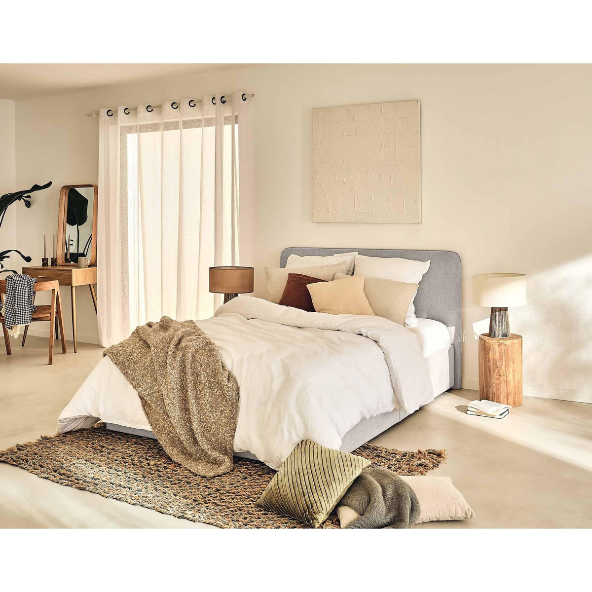 BEST MOBILIER Goyave - lit coffre - 140x190 - en tissu - sommier inclus