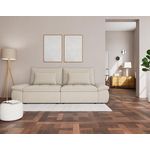 LISA DESIGN Elvona - canapé droit 3 places convertible avec coffre en tissu texturé. Coloris disponibles : Bleu, Vert, Gris, Orange, Beige