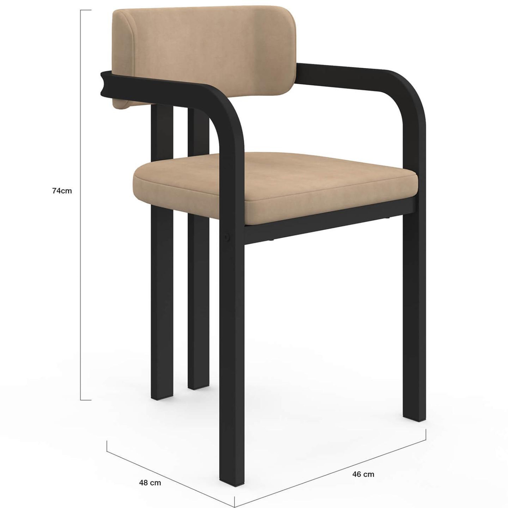 Voir la diapositive 5 : ID MARKET Lot de 4 chaises de salle à manger, fauteuils de table esma en métal noir et velours taupe avec accoudoirs